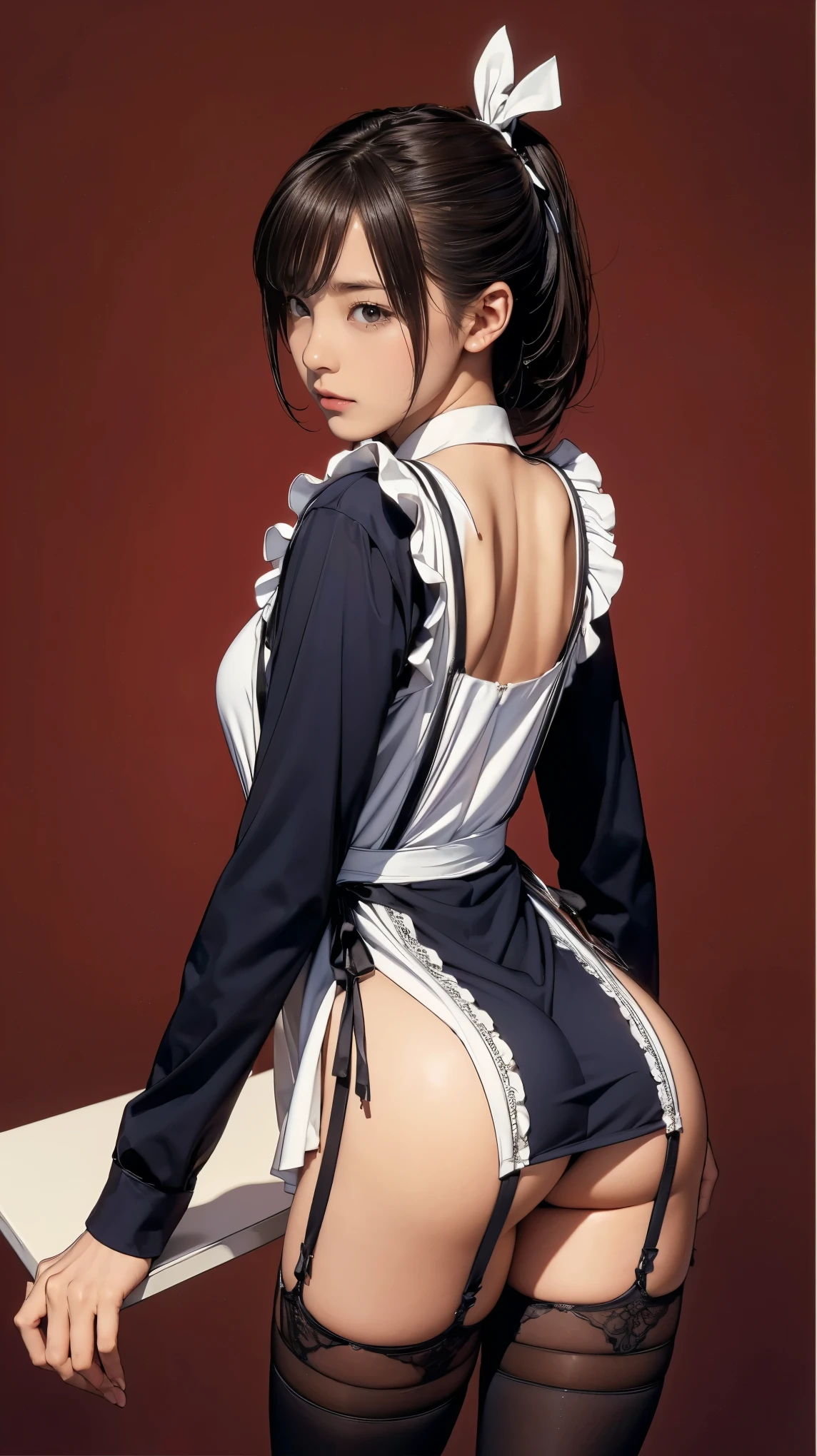 ((masterpiece)),(((highest quality))),((Reference Sheet, Character Design, front, return, ~ ~ side, Mr..々Hairstyle, Mr..々Performance, Facial Expressions)), , Cute type, (Very slim:1.4), (Very small ass:1.4), Realistic buttocks, Big Breasts, Short Bob, Thin thighs, Long legs, It's not a big deal, ((Dress and stockings, Gorgeous maid, Maid clothes,Hair Ribbon)), ((Browsing Caution:1.0))