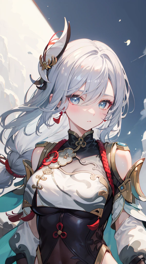 shenhedef, upper body, serious expression, blush, outdoors, futuristic skyscarper, eclipse sky, short hair, sky, looking at viewer, mountain, moody lighting, (perfect detail eyes:1.2), glowing eyes, (long hair one braid:1.2),
(Masterpiece, Best Quality, High Quality:1.4), professional artwork, Intricate Details, field of view, sharp focus, detailed painting, photorealistic lighting, trending on pixiv, (vivid lighting, vibrant colors:1.05), realistic shadows, ambient occlusion,