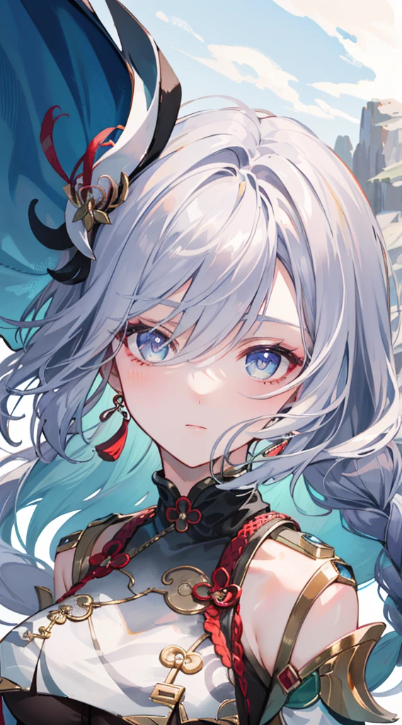 shenhedef, upper body, serious expression, blush, outdoors, futuristic skyscarper, eclipse sky, short hair, sky, looking at viewer, mountain, moody lighting, (perfect detail eyes:1.2), glowing eyes, (long hair one braid:1.2),
(Masterpiece, Best Quality, High Quality:1.4), professional artwork, Intricate Details, field of view, sharp focus, detailed painting, photorealistic lighting, trending on pixiv, (vivid lighting, vibrant colors:1.05), realistic shadows, ambient occlusion,