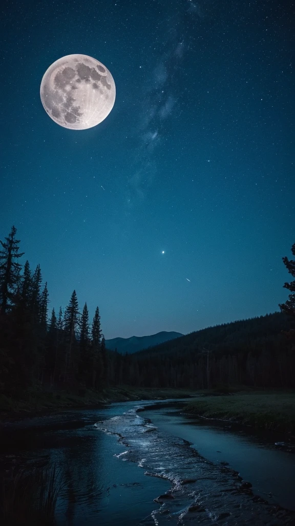 Night Sky、darkness、Big full moon in the middle、There is no one here