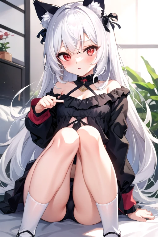 White Hair，Red eyes，Animal ears，Beth，&#39;s huge breasts