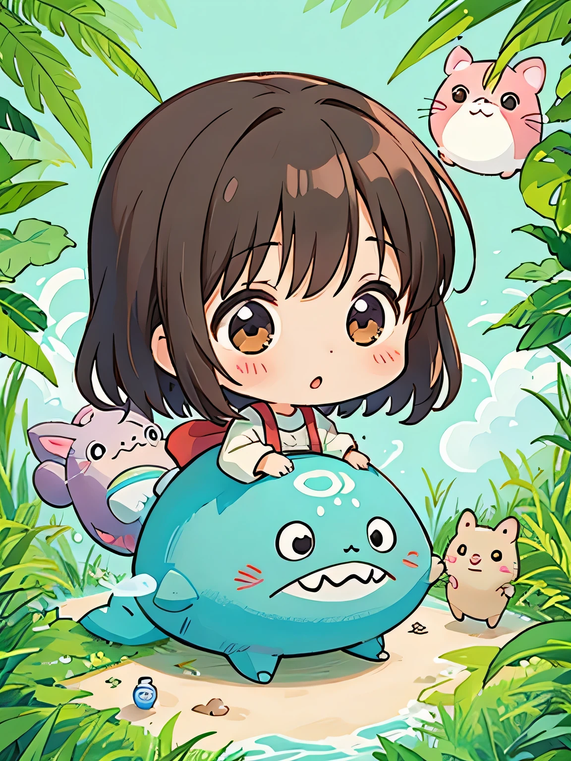 Momoko Sskura style, Kawaii Design, The most beautiful girl of all time、Chibi, Hydration, hot summer, Totoro Forest
