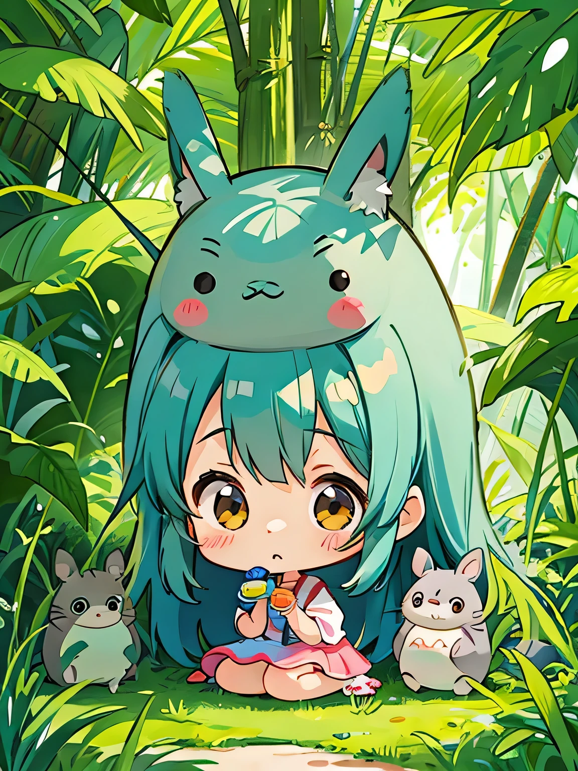 Momoko Sskura style, Kawaii Design, The most beautiful girl of all time、Chibi, Hydration, hot summer, Totoro Forest