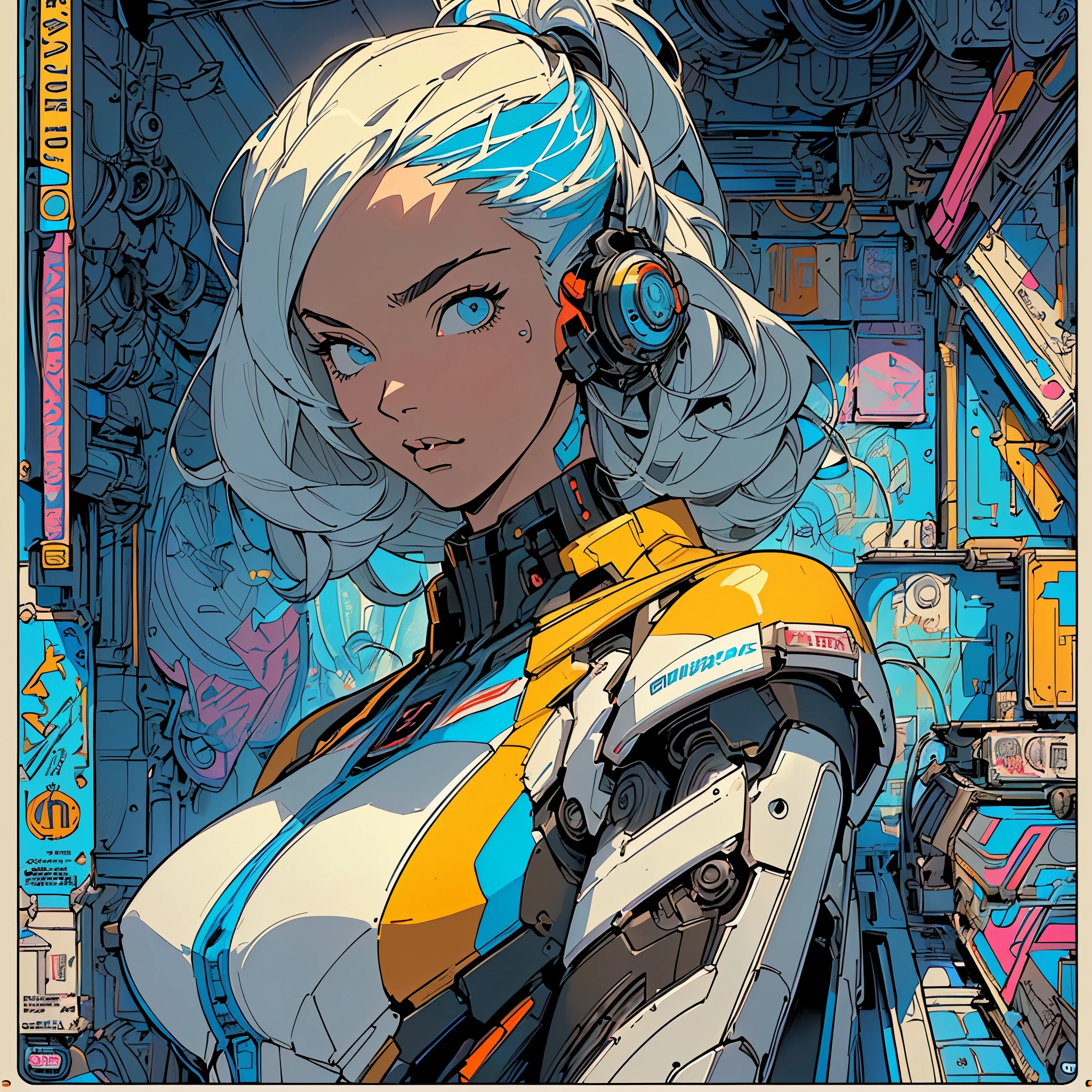 ((((highest best quality))),(((32k))),(((solo:1.2))),(((1girl:1.2))),(((geometric movie poster))),(((futuristic))),(big breasts),(((American comic))),(((anime))),colorful,(((complicated background))),(((bust up))),(((highlight))),propaganda, Bauhaus, (((detailed complicated background))),(((detailed mechanic,machine))),(((the perfect person))),(((Super beautiful woman))),detailed perfect face