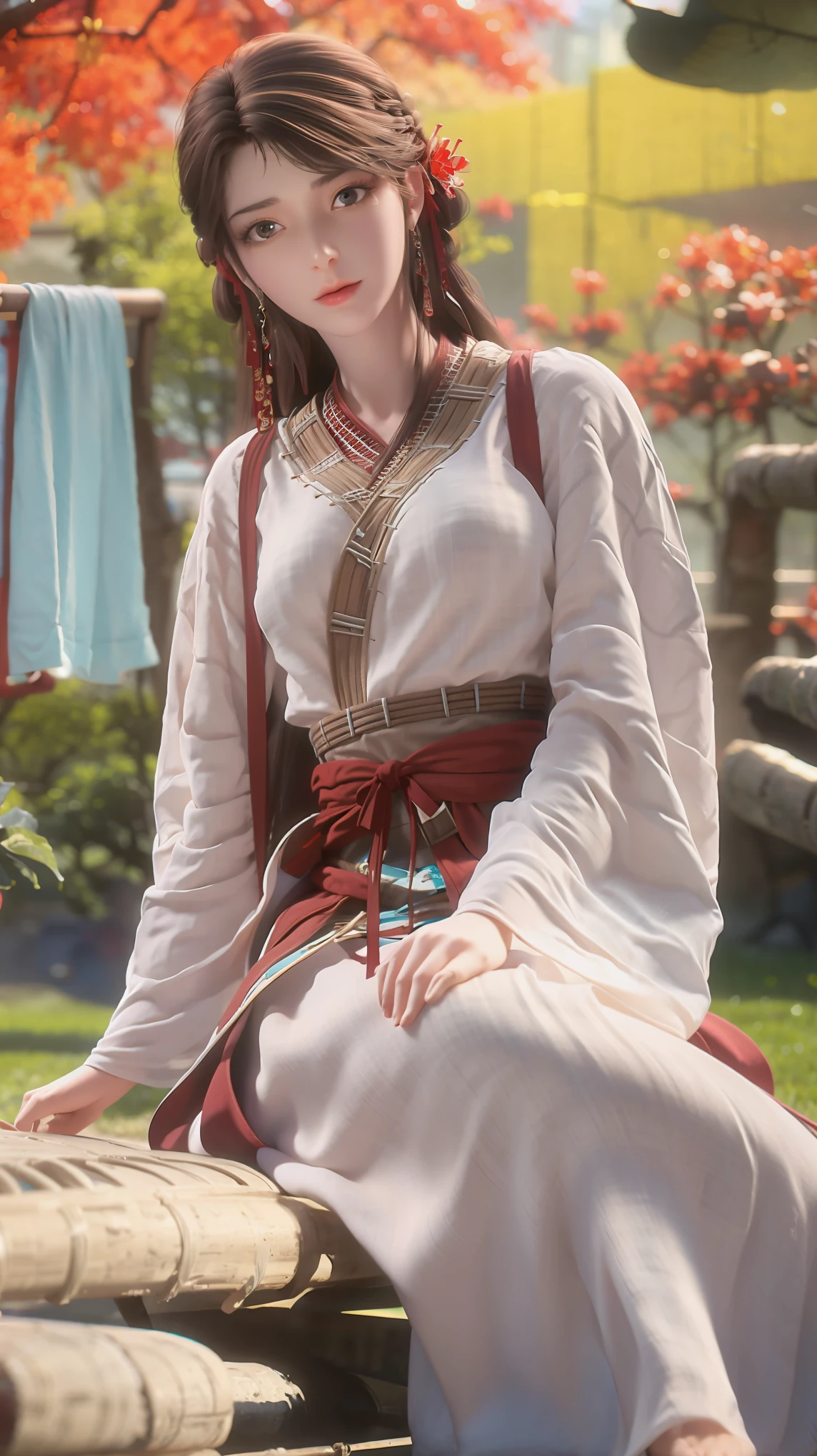 A beautiful young woman，Long hair，Wearing pajamas，Sitting on the bed，barefoot，Wearing a dress，Side-lying，Cross-legged，Full body shot，(Best picture quality，4k,8k，high-definition，excellent work:1.2)，Ultra Detail，(Realistic，Realistic，Realistic:1.37)，Delicate eyes，Delicate lips，Extremely detailed face and eyes，Long eyelashes，Natural light，Warm colors，Soft Focus，，portrait，Chiaroscuro，Deep scene，Cyan eyes，Jade Hands，Clear fingers