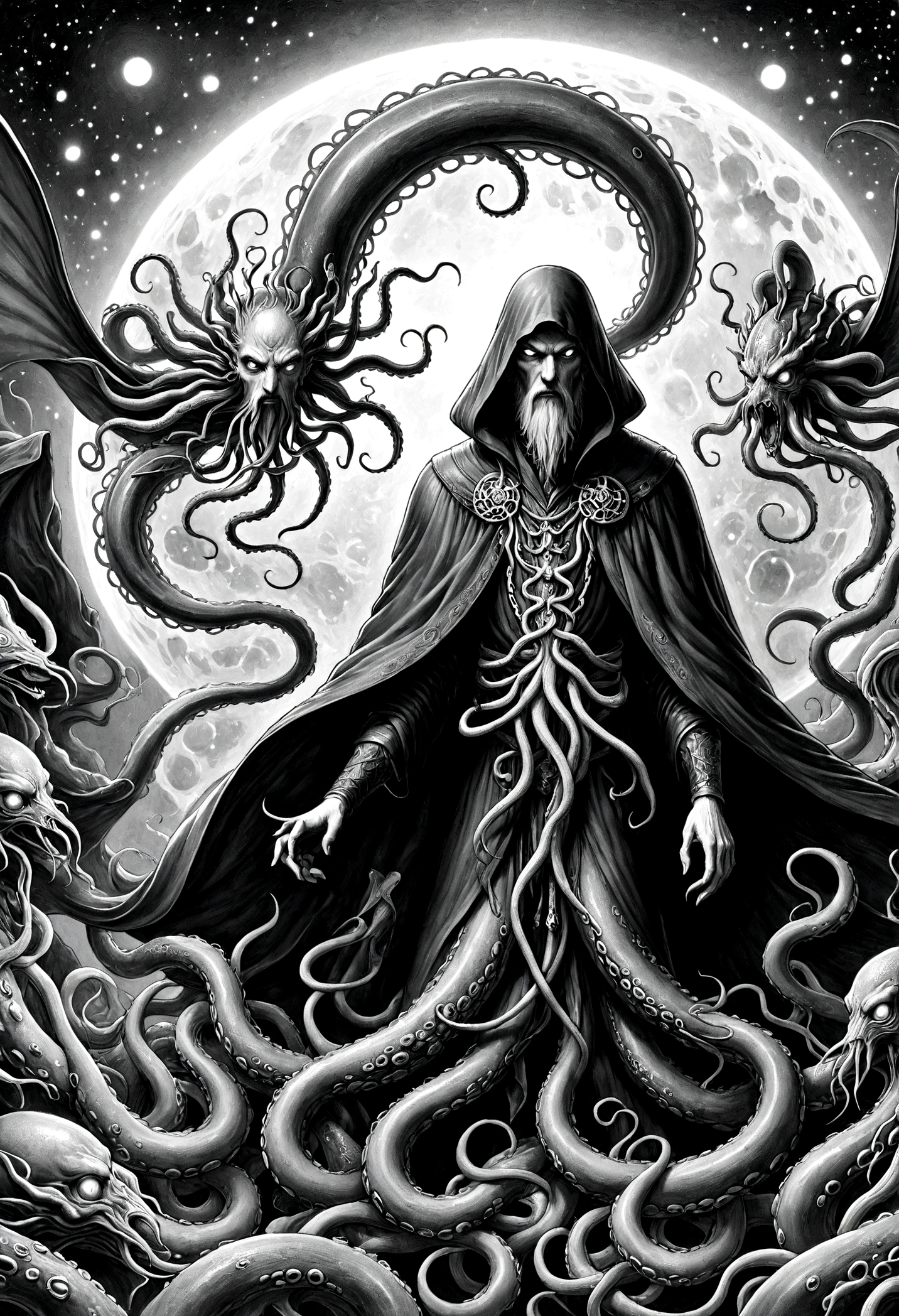 Cthulhu Mythos,Cosmology,Long tentacles,Holy and demonic figures,cloak,Compared