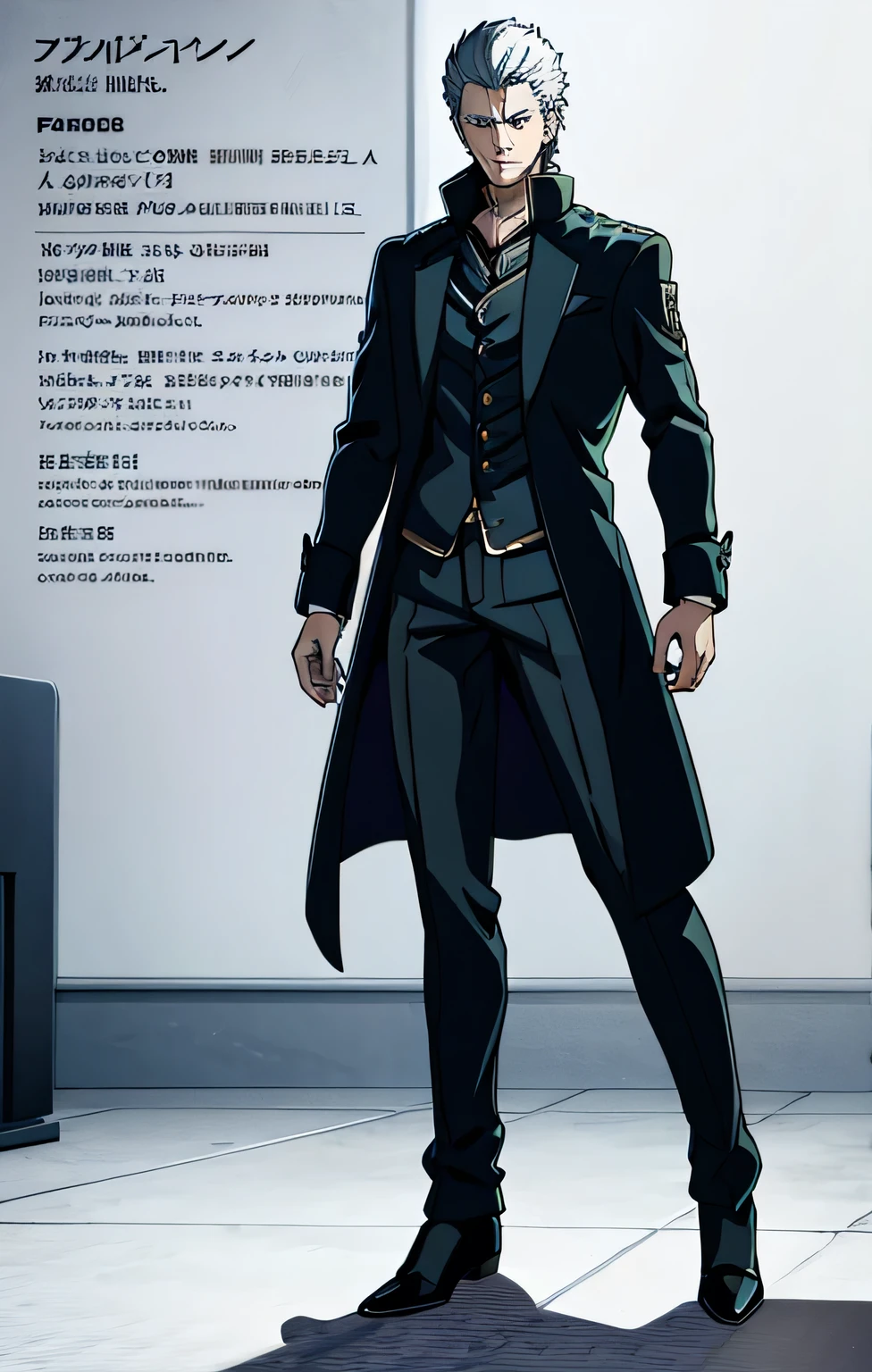 Vergil from devil may cry character, full body, anime style,