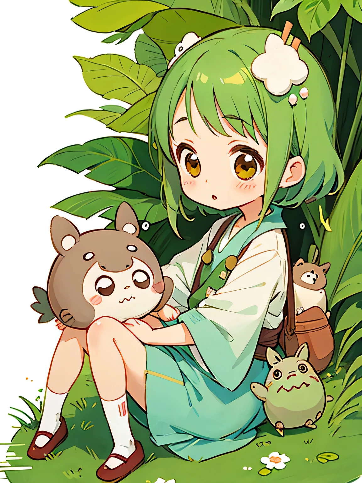 Hayao Mayazaki style, Kawaii Design, The most beautiful girl of all time、Chibi, Starbucks, totoro