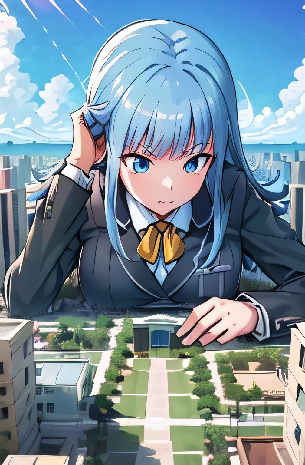 giantess,business suit, Only one girl, Lying down, ((Super huge high school girl bigger than a island)), Pleasure, Trying to crush a miniature metropolis, blue eyes, ((destroyed city)),, erect nipples,  Long legs, , No chest leakage, crash city, tiny city, micro city, , gym room, big assa, city, , giga giantess, huge craters, Woman crushing a building, ravines, cracks in the ground, earthquak, null, blue sky, City, ((Background on the street)), (((The Girl Who Crushes the City))), first-person view, first-person view, anime, first-person view, anime, best quality, masterpiece, highres