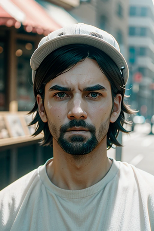 ((masterpiece, best quality)), AWAlan, 1boy, solo, facial hair, short black hair, wear trucker hat, ilya kuvshinov, trending on Artstation, 2. 0, model pose, very coherent symmetrical artwork, depth field, unreal engine, cinematic, hyper realism, high detail, octane cinema 4 d render, a 2 4 cinematography, 8 k