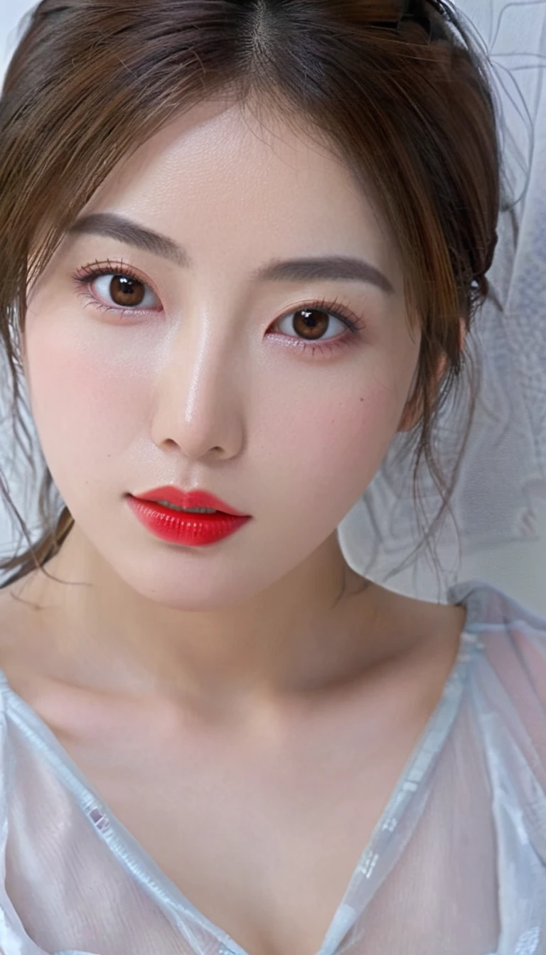 Kasumi, Brown eyes, (highest quality, Super detailed), (Realistic:1.37), Beautiful and elaborate face, Ultra-realistic texture, Delicate face, Delicate body, Red lipstick, Bright colors. High resolution, Well-defined legs, 8k, masterpiece, anatomically correct, anatomically correct, textured skin, high details, best quality, 8k