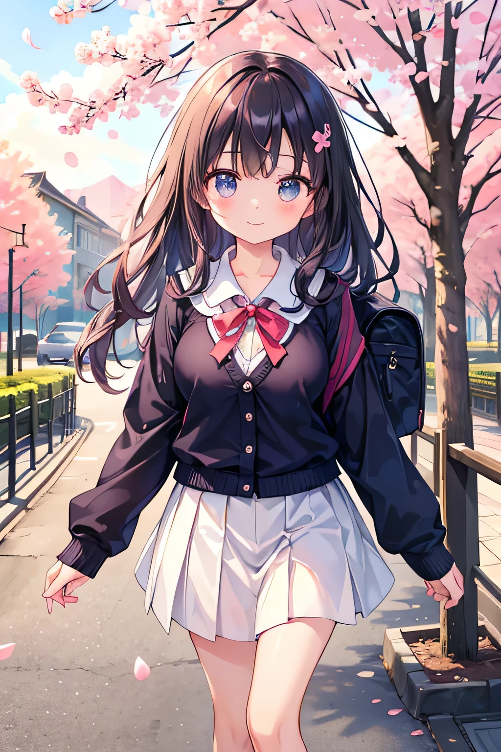 highest quality、High resolution、Detailed Background、(Detailed eyes:1.2)、10 year old beautiful girl、(Highly detailed face:1.4)、Huge breasts、Cute hair color、Cute hairstyle、
Carrying your backpack tightly、Walking energetically with small steps、
Holding hands with friends、While smiling and chatting、Cherry blossom petals fluttering、Going to school happily、
So cute!、It's soothing to watch.、
The way to school、A moment of fun、
Of girls with exciting hearts、A scene of friendship、
I can't help but smile、Such a day々In the scenery、
Watching over your little back makes me feel kind、
Because we wish for a childlike innocence and healthy growth、
The designs of stylish and clean-looking T-shirts and polo shirts decorated with frills and ribbons are intended to help people improve their lives.、Skirts and culottes are suitable、Jackets and cardigans are recommended、
The design is decorated with ribbons and lace for a cute look.、Sneakers or flat shoes are recommended