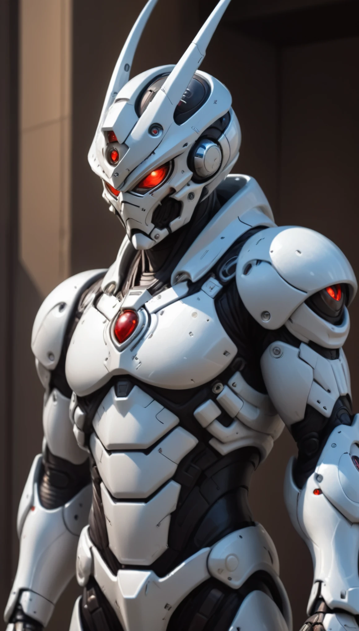 Humanoid Mecha, fully enclosed shoulder guards, matching arm and leg guards, full body, full armor, the design balances heavy with agility, (the color scheme is primarily white with red and blue accents, the concept Inspired by Super robot, organic biotech armor, standing, floating high above the futuristic sci-fi city), exquisite and mature art style, (aura effect, energy, glowing eyes, the armor glows), ((SRS)), metallic, dynamic, dramatic, high definition, best quality, highres, ultra-detailed, ultra-fine painting, extremely delicate, professional, perfect body proportions, anatomically correct, symmetrical face, extremely detailed eyes and face, high quality eyes, creativity, RAW photo, UHD, 32k, Natural light, cinematic lighting, masterpiece-anatomy-perfect, masterpiece:1.5