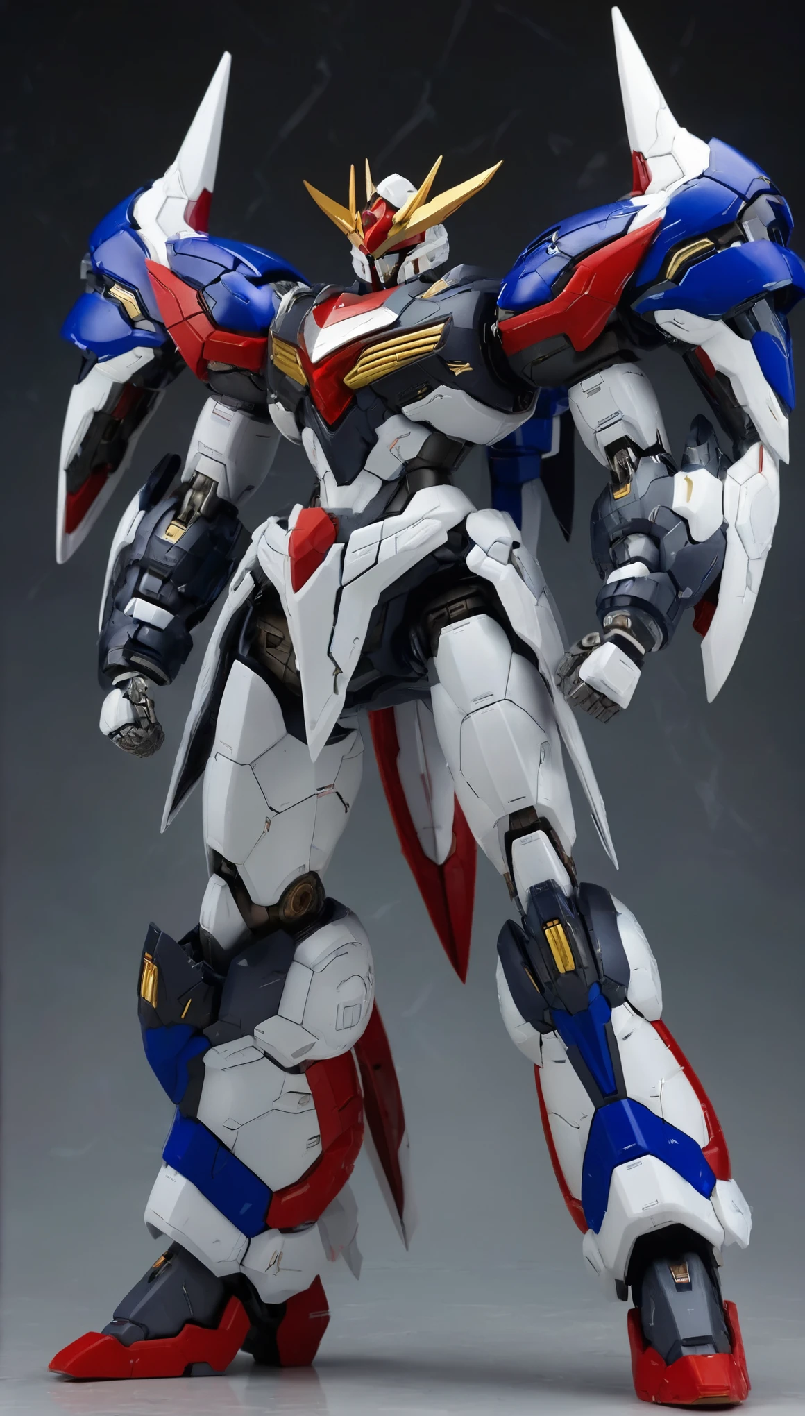 Humanoid Mecha, fully enclosed shoulder guards, matching arm and leg guards, full body, full armor, the design balances heavy with agility, (the color scheme is primarily white with red and blue accents, the concept Inspired by Super robot, organic biotech armor, standing, floating high above the futuristic sci-fi city), exquisite and mature art style, (aura effect, energy, glowing eyes, the armor glows), ((SRS)), metallic, dynamic, dramatic, high definition, best quality, highres, ultra-detailed, ultra-fine painting, extremely delicate, professional, perfect body proportions, anatomically correct, symmetrical face, extremely detailed eyes and face, high quality eyes, creativity, RAW photo, UHD, 32k, Natural light, cinematic lighting, masterpiece-anatomy-perfect, masterpiece:1.5
