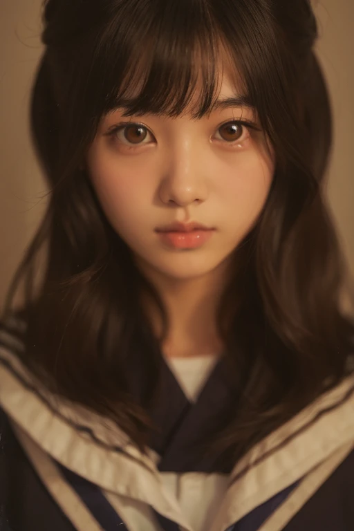 (((Full body:1.5)))、Close up portrait of a girl in a sailor's uniform, Jiyun Choi, Around 19 years old, Yoshitomo Nara, Junko Enoshima, akiko takase, Yunling, 27 years old, Aoi Ogata, old photograph, 28 years old, 29-year-old, old yearbook photo