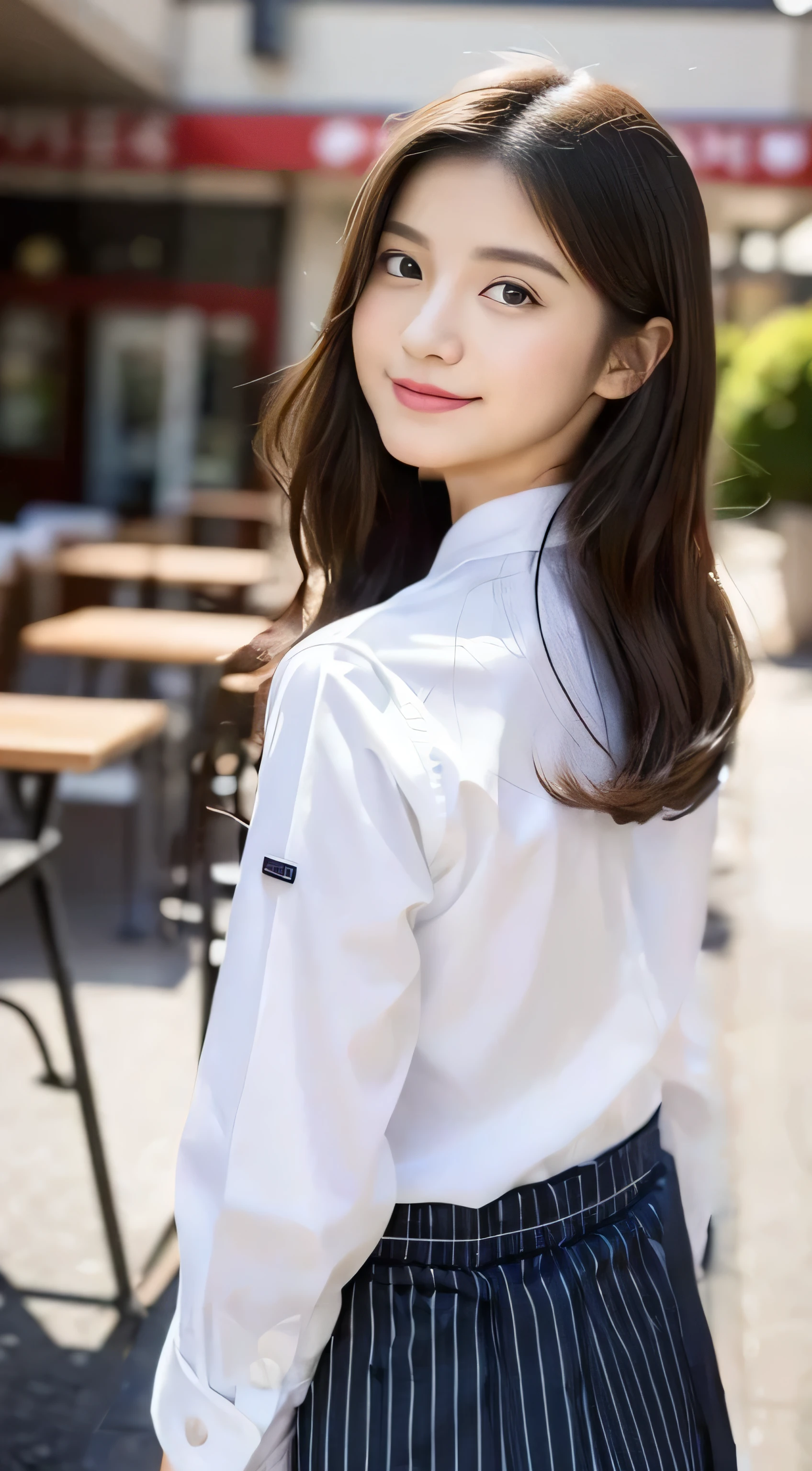 ((cafe staff uniform)),(Turning around),