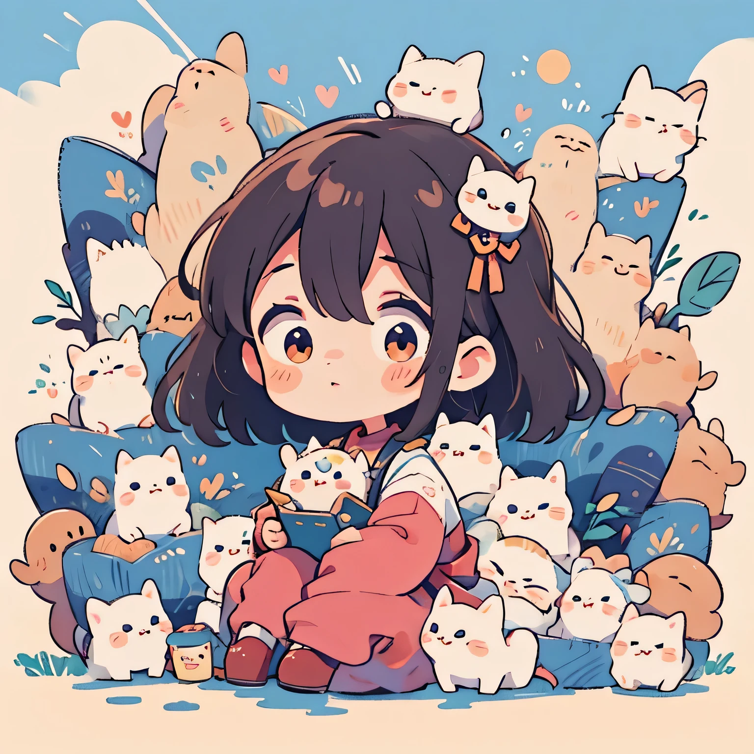 Micho style, Masterpiece, best quality, 8k, cute girl chibi
