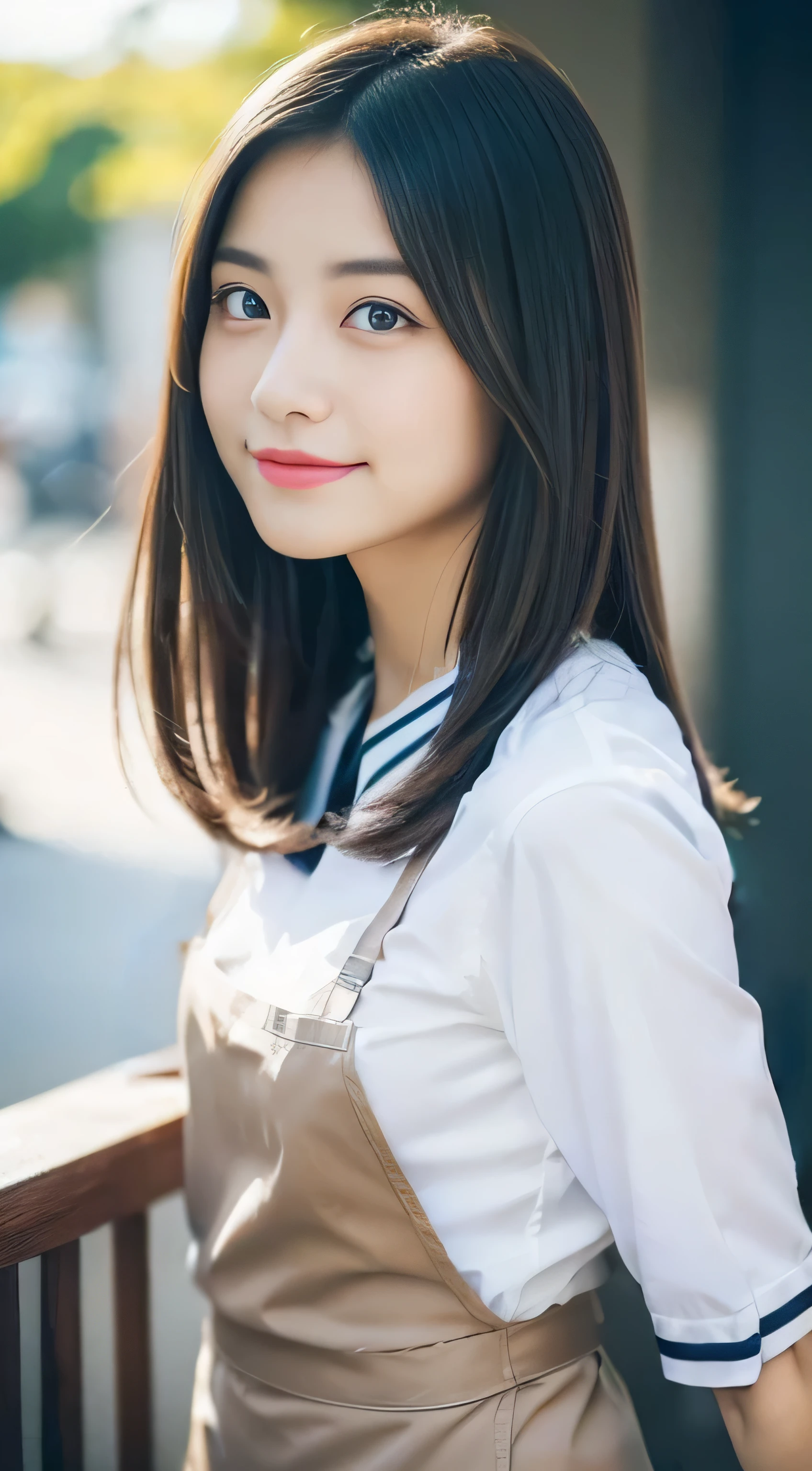 (cafe staff uniform),(looking sideways),
