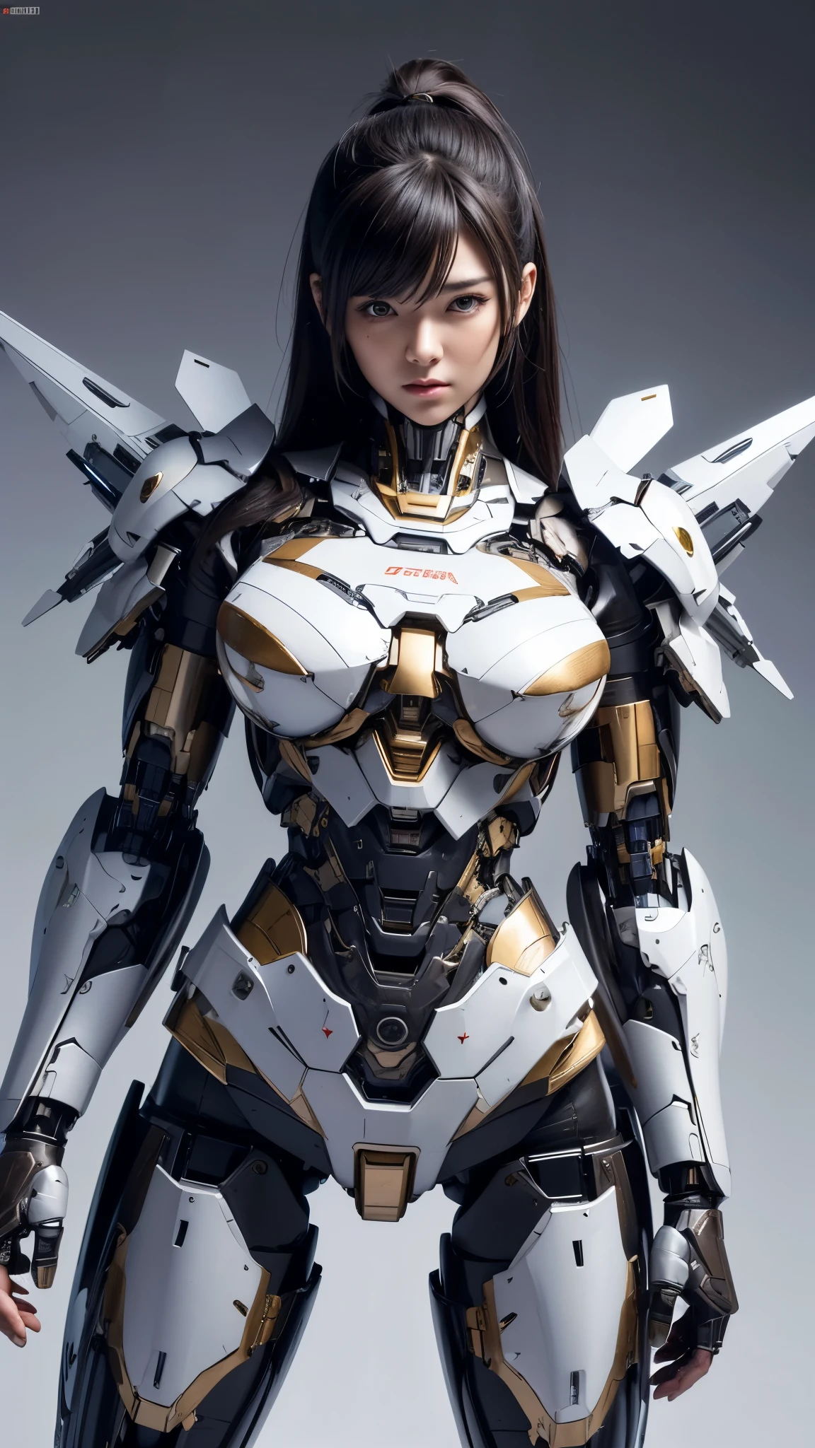 Textured skin, Super Detail, high details, High quality, Best Quality, hight resolution, 1080p, hard disk, Beautiful,(Super Heroine),Oppai Missile,beautiful cyborg woman,Mecha Cyborg Girl,Battle Mode,Girl with a Mecha Body,She wears a battle cyborg mech with a weapon,Fulll body Shot