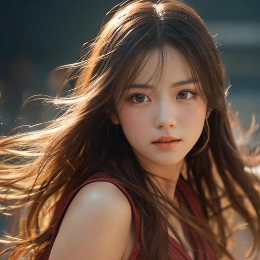 born, Super detailed, Realistic (1.3) Masterpiece portrait of a girl with long hair, Dynamic angle with messy hair, Installed in a world-class theater with superior cinema lighting, Lens flare, Dunhuang-style artistic sense, 8K resolution wallpaper quality, highest quality, Dancing in the Rain