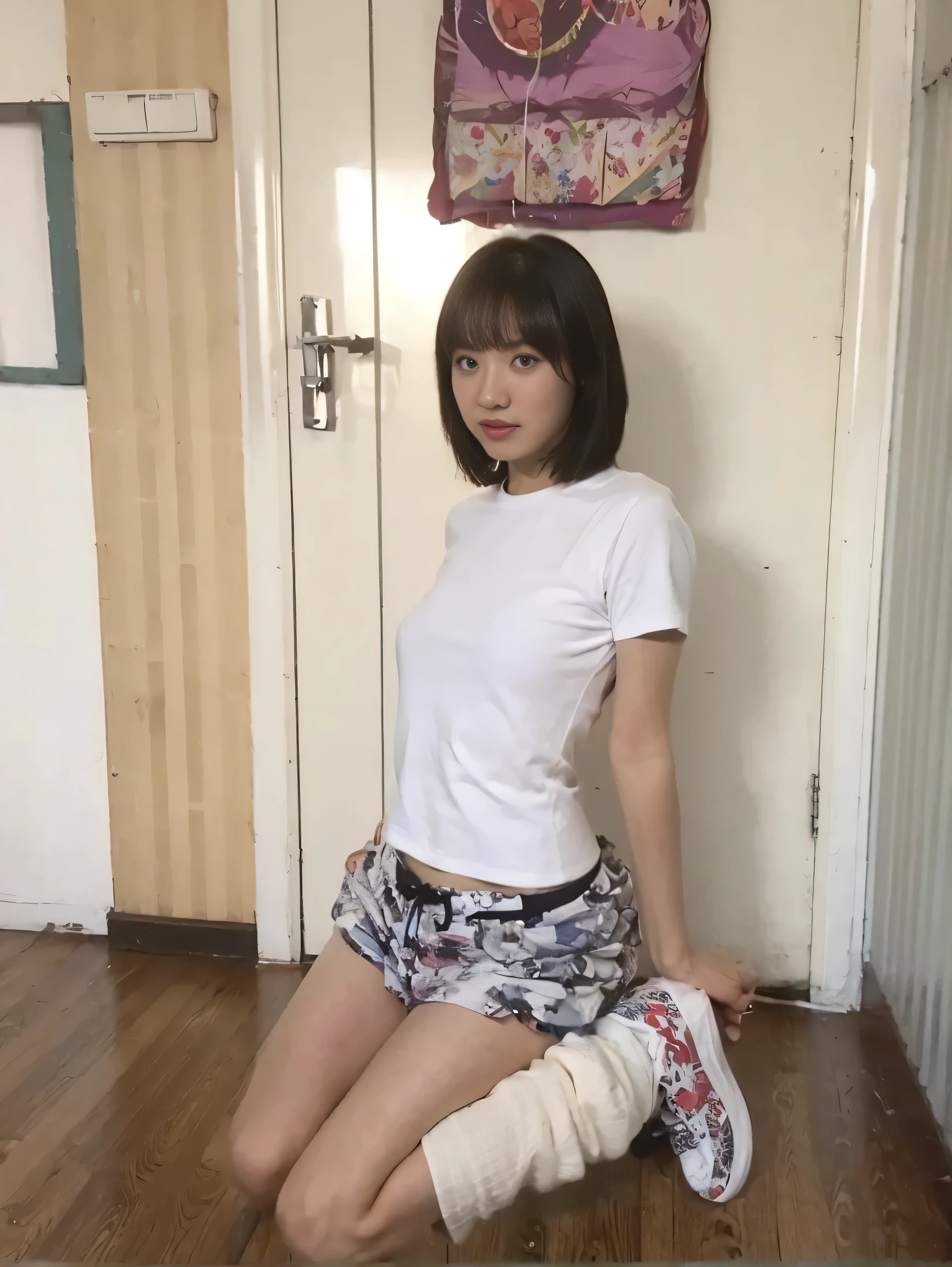 insert dildo under skirt、Female genitals、ディルドFemale genitalsに入ってる、Crisp