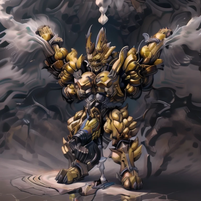 (masterpiece. official art. 8k. best quality. detailed full body. full body.)

(situation 1 : dominating GARO. GARO is over 1000 meters long. focus GIANT mechanical Muscular GARO is trampling the city. Looking down. macro. stomp. Low-angle perspective. emphasizing the immense size.)

(situation 2 :smoke and flames rising from the destruction in the city)

(Additional details 2: (Detailed head. Detailed Body. Detailed abs. gigantic muscles. HYPER MUSCLES. Gigachad Muscular. big muscle. pecs. triceps. traps. unusually developed muscular body. body full of huge muscles. showing off muscles. pectorales enormes. Exaggeratedly huge muscles. huge muscles. long legs.).

(Additional details 3: Spread wings. It has wings. have big wings. The claws are sharp. Sharp teeth.5 toes.).

(Additional details 4: black color hyper penis. hyper black penis. big penis)

(Additional details 5: wearing a full-face helmet. a fantasy-style biomecha armored combat suit. composite layered chest armor, fully enclosed shoulder guards, hero in anime style, perfect body proportions, golden ratio)

(Additional details 6 : Spraying hyper cum up everywhere into the sky from his erect penis. wide spray of cum, covered in cum, cum splashing in front of camera, crowd of naked muscular male spectators, bukkake, City is under a thick later of cum.)