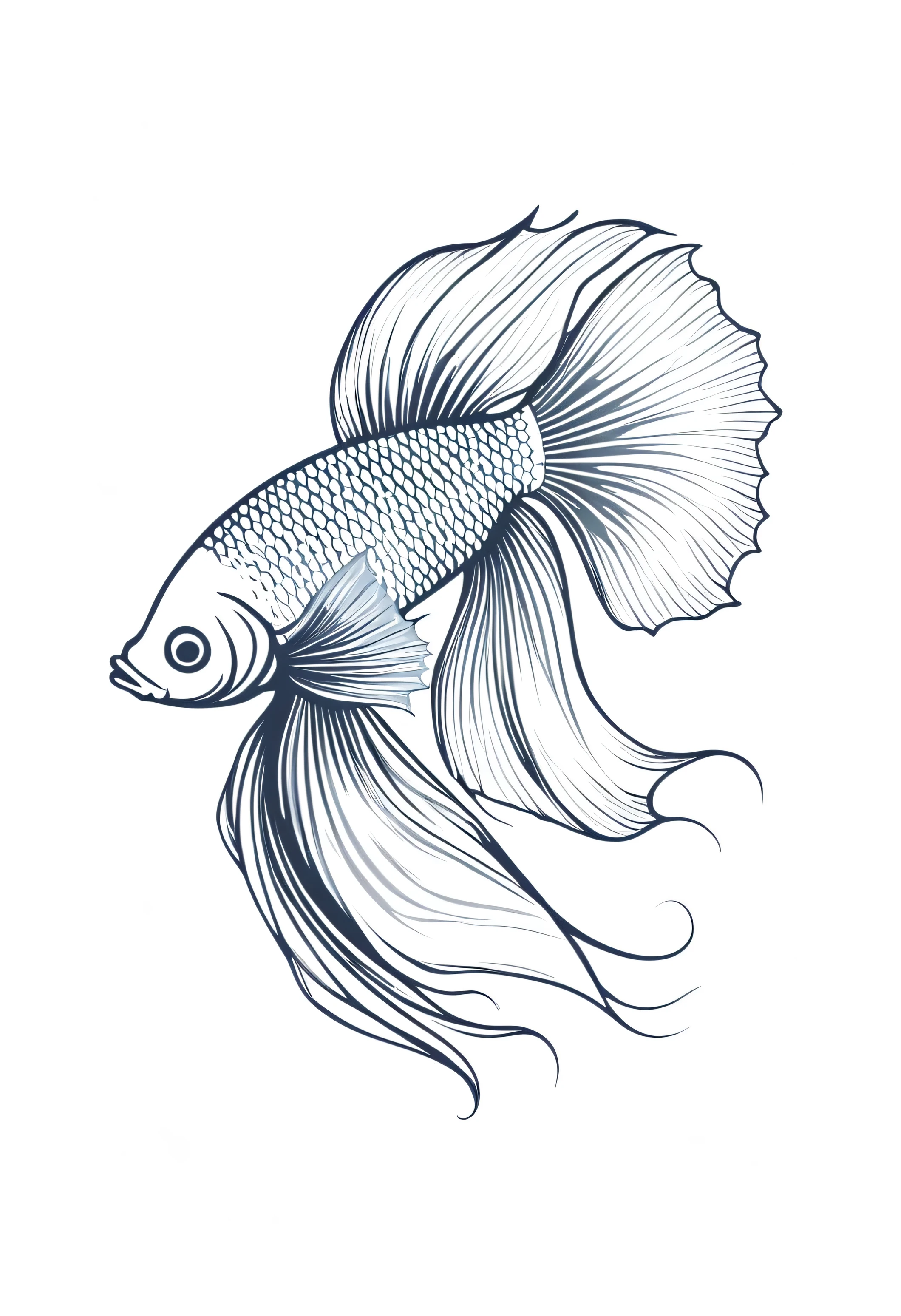 Gray betta fish logo 