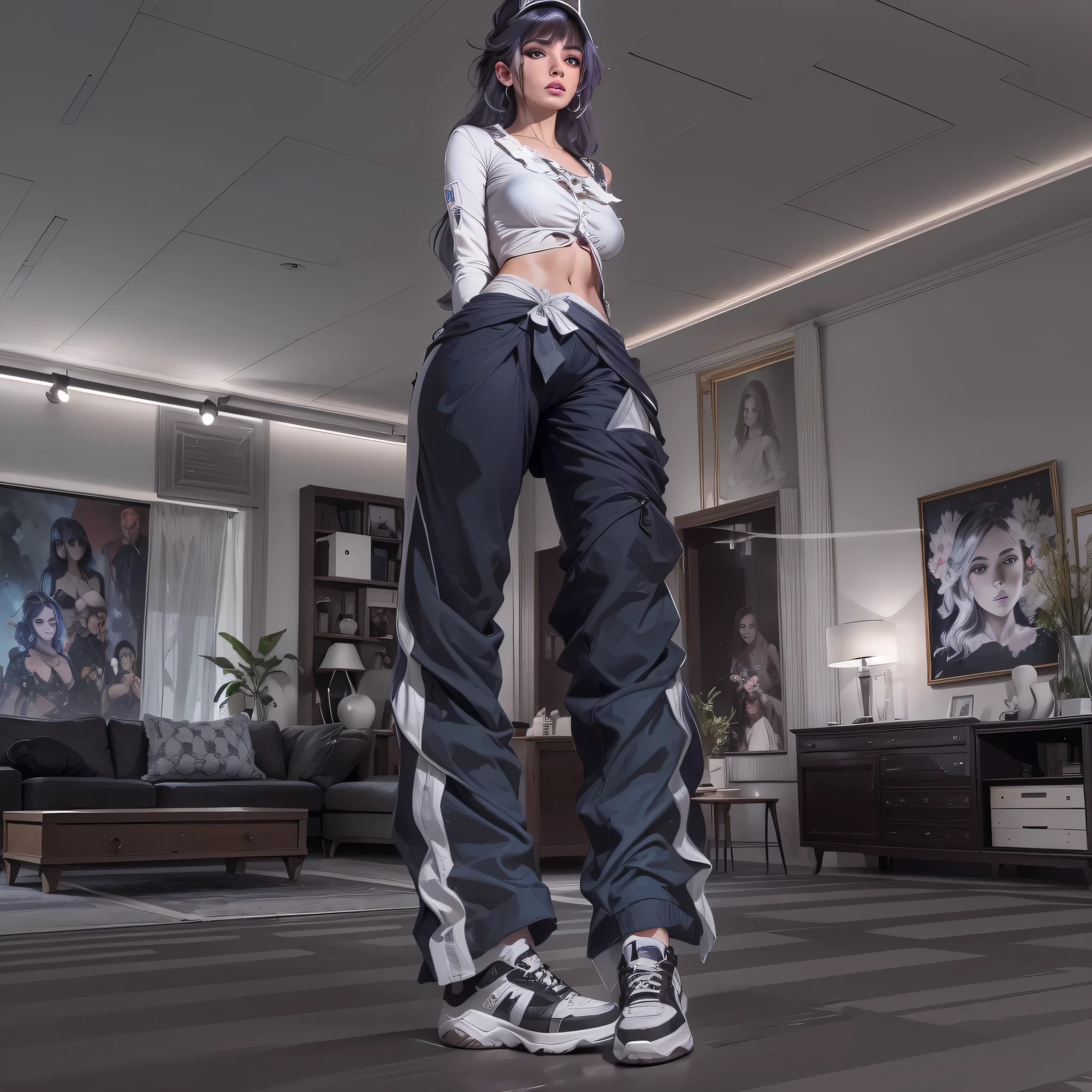 (foco frontal),(no escuro:1.6), Retrato hiper-realista de mulher por David Hockney e Alphonse Mucha,arte de fantasia, fotografiarealista, dynamic lighting, art stations, poster for, volumetric lighting, rosto extra detalhado, 4K, premiado,, 1 garota em,tiny chest, no escuro, sombra profunda, sutil,tiro de vaqueiro,(roupa oficial:1.4) ,cabelo longo,cabelo branco,tornozelos finos,pernas finas,saia de couro,