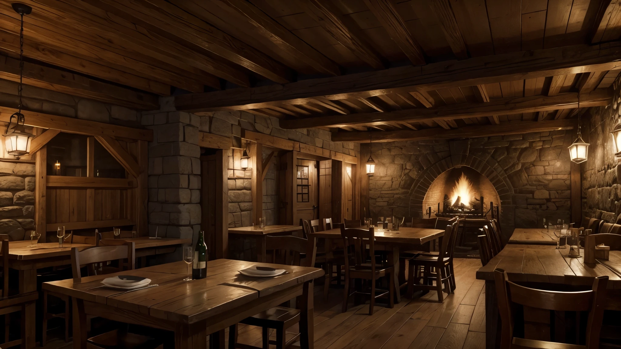 MEDIEVAL TAVERN, COZY, WARM, BEAUTIFUL, REALISTIC