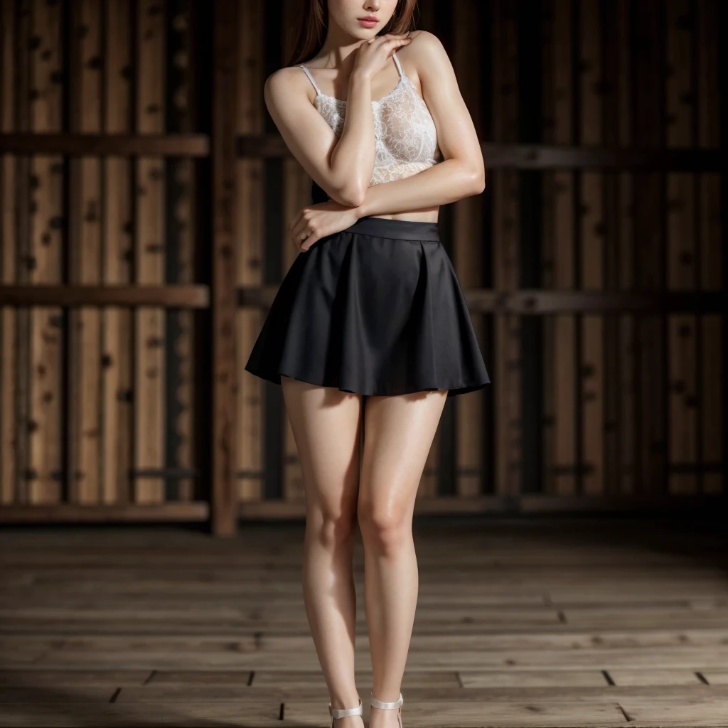 Kasumi, brown eyes, (best quality, ultra-detailed), (realistic:1.37), beautiful and detailed face, ultra-realistic texture, delicate face, delicate body, red lipstick, bright colors. High definition, 8K, well defined legs