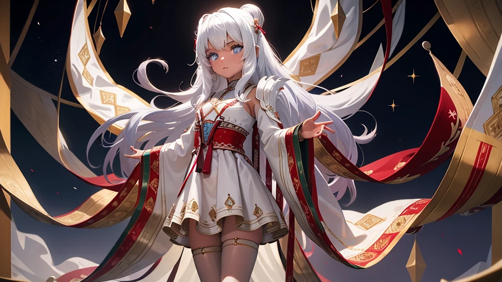 Highest quality、high quality、10 years old、Brightly embroidered ethnic costumes from Central Asia and the Caspian Sea region、Girl of the bride、grassland、