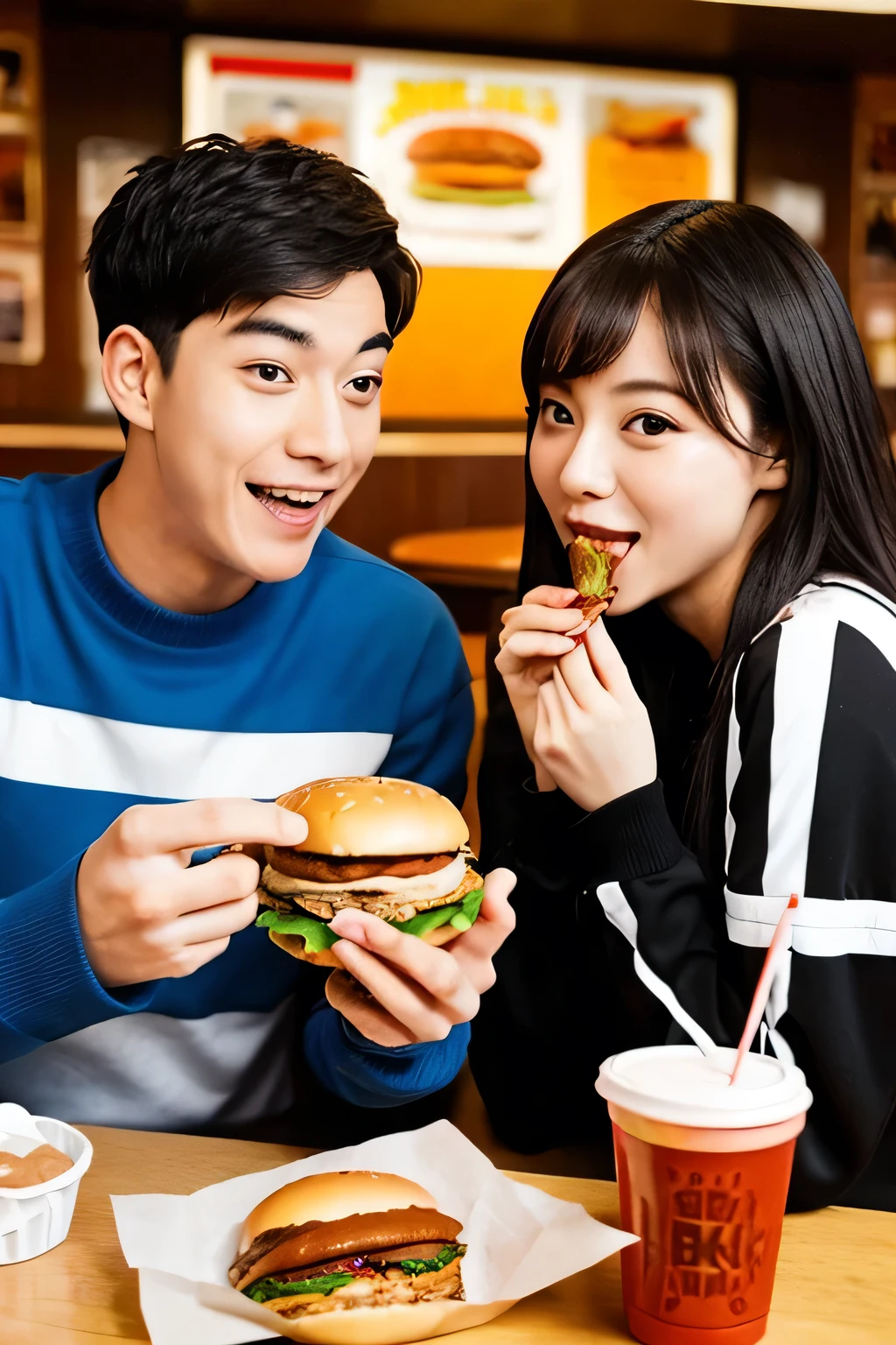 Couple eating Burger King