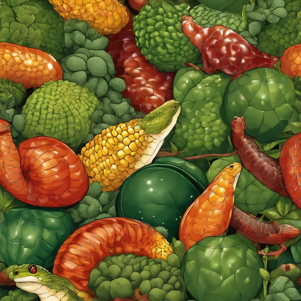 brightness, Style Comics, vegetable balloons, corn snake, woodlice, Reptiles, amphibians, balloons, plants, flowers, vegetable, vegetable balls, balls, excellent HD quality, comics