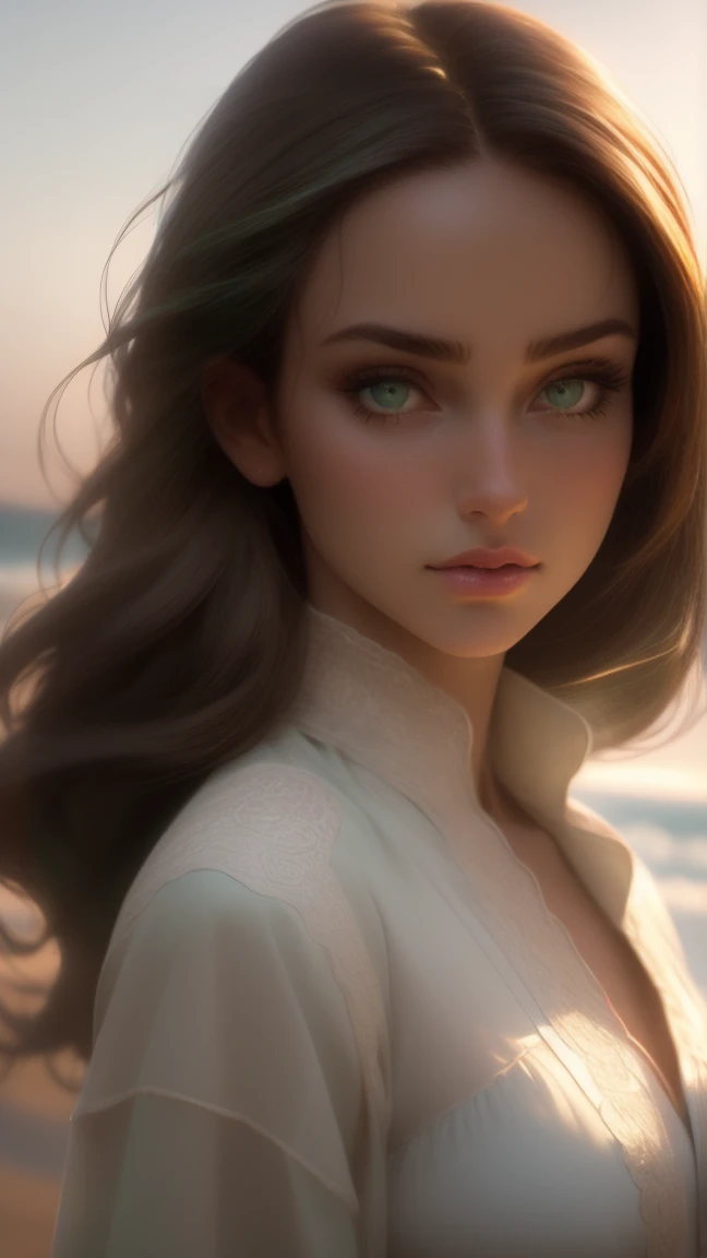 close-up of a European woman, with brown hair, winter beach, natural skin texture, very detailed skin texture, tanned skin, 24mm, 4k textures, soft cinematic light, RAW photo, photorealism, photorealistic, intricate, elegant, highly detailed, sharp focus, ((((cinematic look)))), soothing tones, insane details, intricate details, hyperdetailed, low contrast, soft cinematic light, dim colors, exposure blend, hdr, faded, detailed transparent clothes.