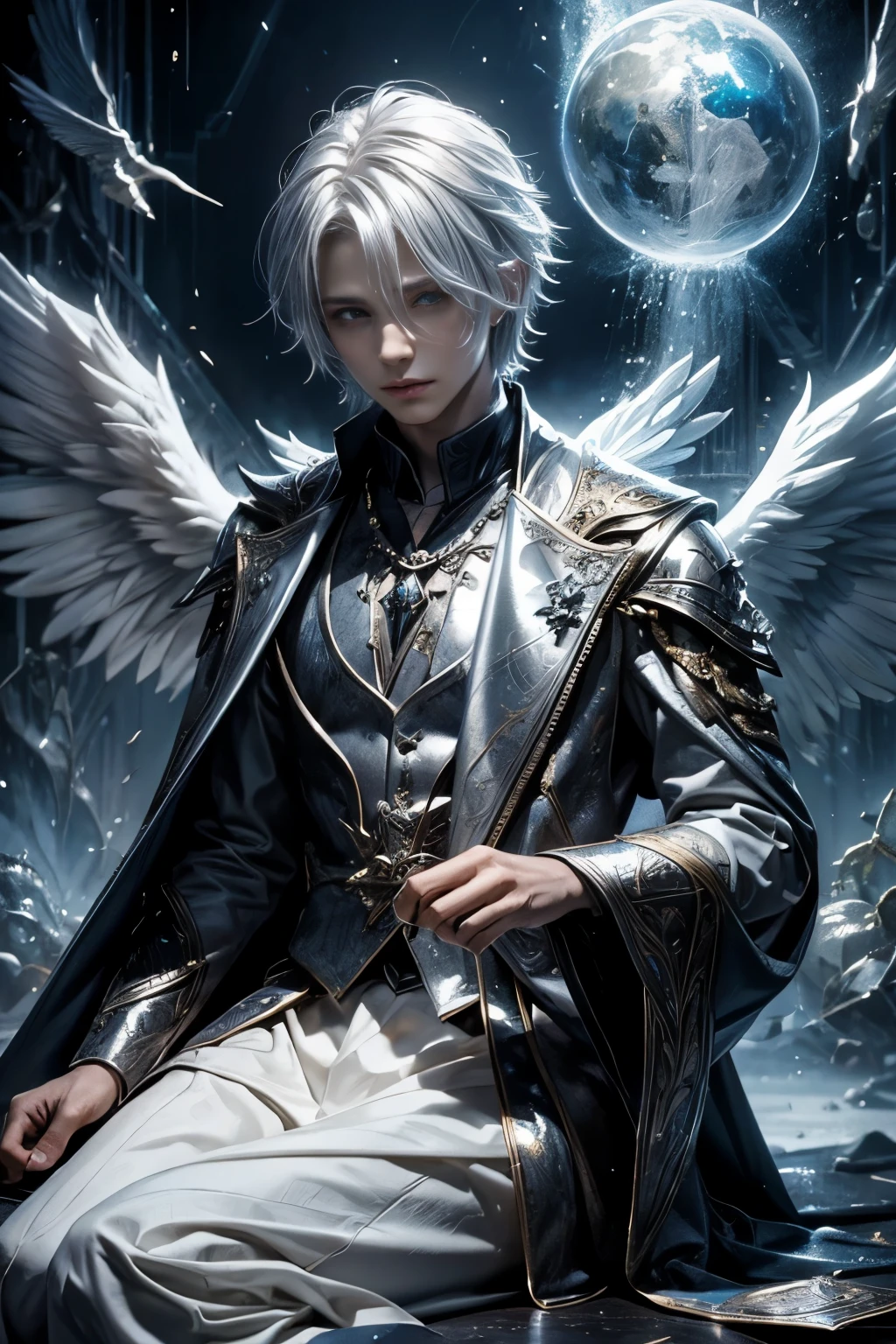 One boy,Angel,Fantasy Wizard,Silver Hair,The Magic of Love