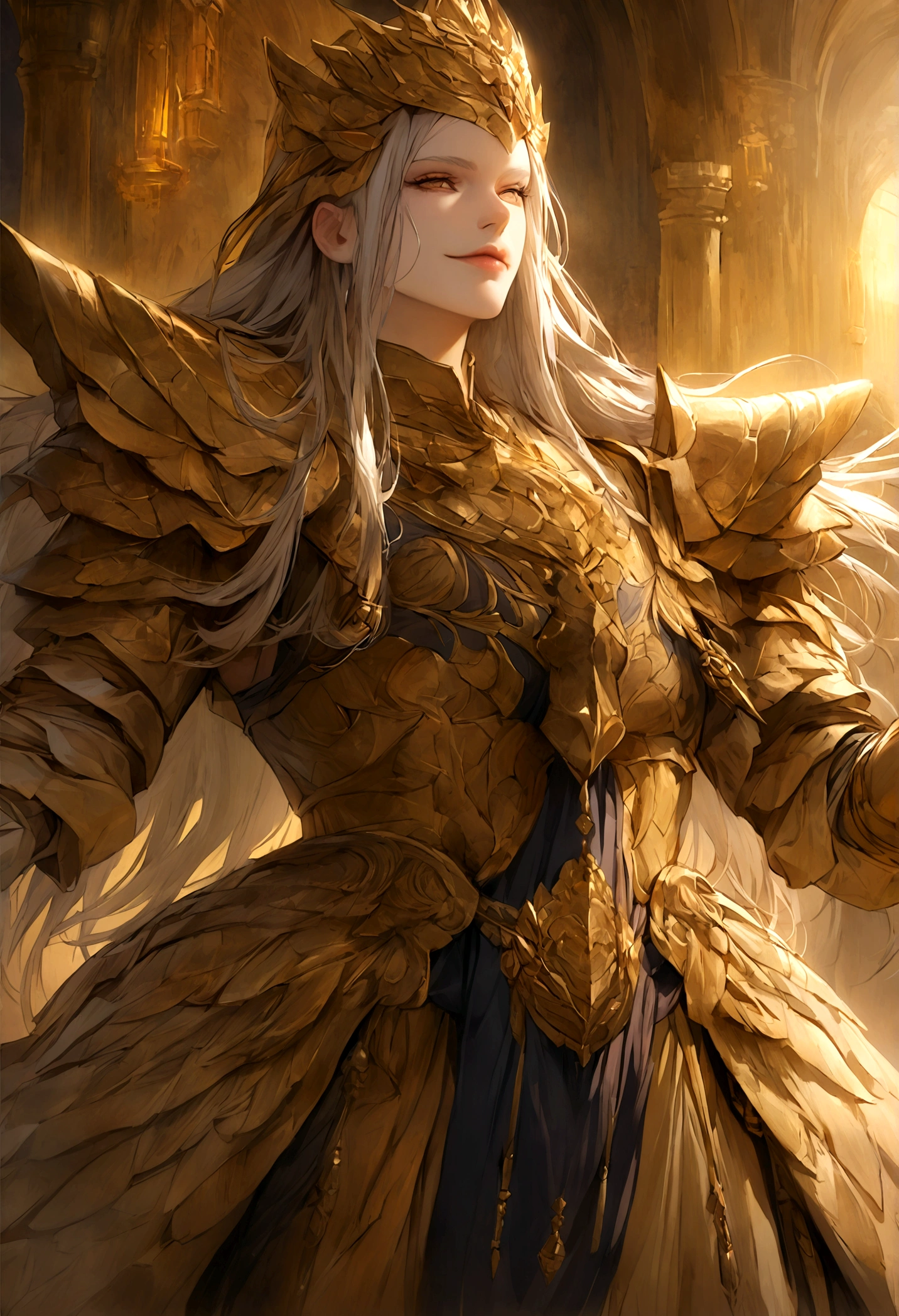 Gilgamesh門を開く. 

(highest quality,4K,8k,High resolution,masterpiece:1.2),Super detailed,(Realistic,photoRealistic,photo-Realistic:1.37),Portraiture,Painting In this wonderful work of art, Gilgamesh, Legendary heroes, You can see the gates to the majestic city being opened.. This image shows the highest quality and attention to detail., Ensuring a truly immersive experience.

Gilgamesh is portrayed with amazing realism, Showing off his powerful physique, Adorned in elaborate armor and lavish costumes. His face is crafted with great care, With strong, determined eyes, Exquisitely crafted facial features, Strong jawline. His Hall々The presence of、This is further accentuated by her flowing locks of hair.。.

Gilgamesh巨大な門を開くと, his strength and Decide are palpable. The gate itself is intricately designed., Ornate carvings and intricate patterns, A sense of grandeur and historical significance. Made from the finest materials, Reflecting the expertise of skilled craftsmen.

The surroundings are bathed in the warm glow of the setting sun., Creates a dramatic and awe-inspiring atmosphere. The color palette has been carefully chosen to enhance the overall tone of the image., Rich earth tones and vibrant accents bring the scene to life.

この作品はPortraitureのようなクオリティを誇っている, Carefully consider the brushstrokes and details、Executed. The detail is truly astonishing., Immerse the viewer in the world of Gilgamesh and the ancient city.

The lighting in this piece is superbly executed., By the interaction of light and shadow、Increases overall depth and volume。. Intricate details cast subtle shadows, Add realism and depth to your images. Gilgamesh himself is soft., Warm Light, Further emphasize his importance and power.

This piece perfectly captures the essence of Gilgamesh&#39;s heroic journey., Show off his strength, Decide,Face to face、smile、