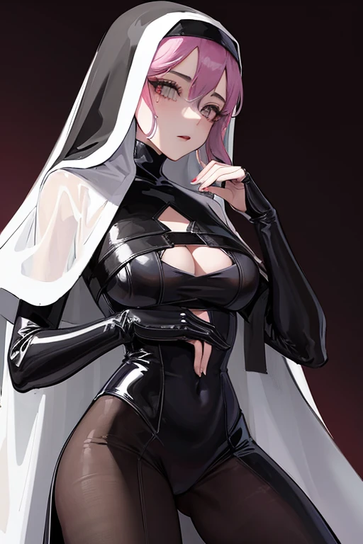 Succubus disguised as a nun、Sexy Priest、Bondage Sister、Latex Sister、Sister of the Dark Church、Face Veil、A cloth that covers the lower half of the face、Fallen into evil