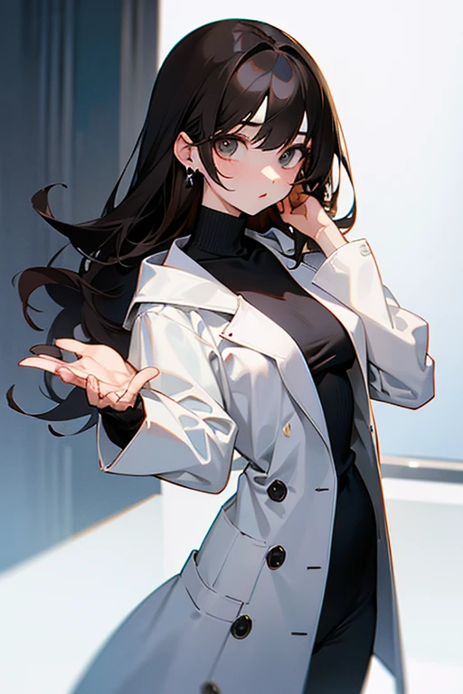 pretty girl、beautiful girl、Subjective camera、Black Hair、Earrings、Turtleneck knit、White、Big eyes、cute、Cowboy Shot、Slender、slender、Big breasts、Small waist、Accentuated breasts、Female doctor、doctor、Brown Hair、White long coat for medical use、Side fetish、Raise your arms、Off-the-shoulder tops、
No sleeve、