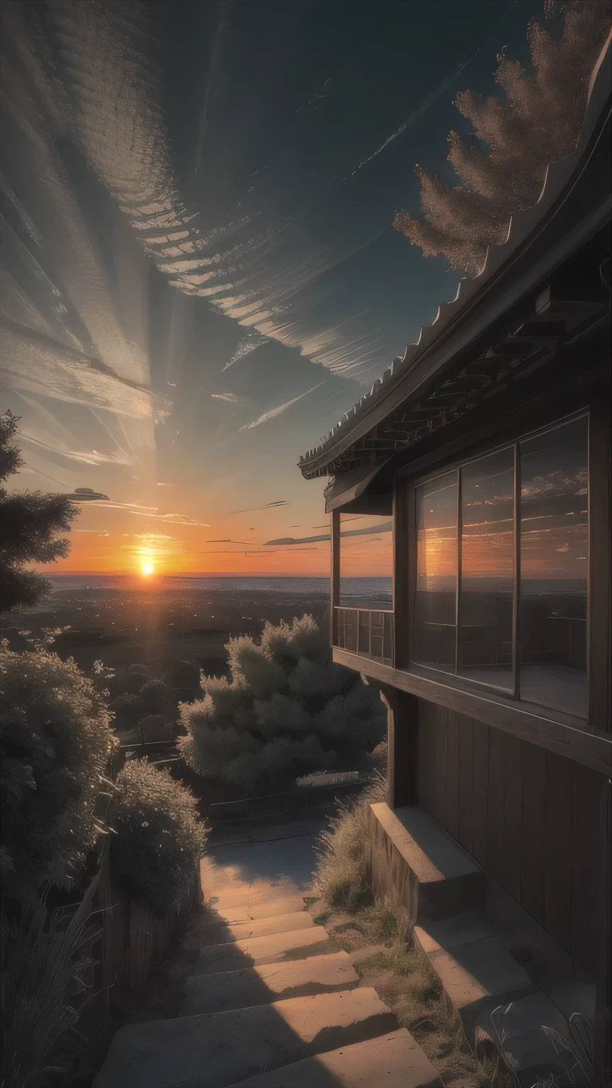 highres, imagination, (realistic), clear skies, composition, sunset, (hdr:1.5), outdoors, intricate details,