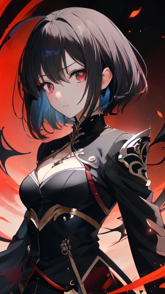 garota anime com cabelo preto e olhos vermelhos em uma roupa preta e vermelha, badass anime 8 k, melhor papel de parede de anime 4k konachan, estilo anime 4k, Ryuko Matoi, demon anime girl, atraente matoi ryuko, portrait of a female anime heroine, com olhos vermelhos brilhantes, 4k manga wallpaper, demon slayer rui fanart, com olhos vermelhos brilhantes. Adult. Old. 30 Years