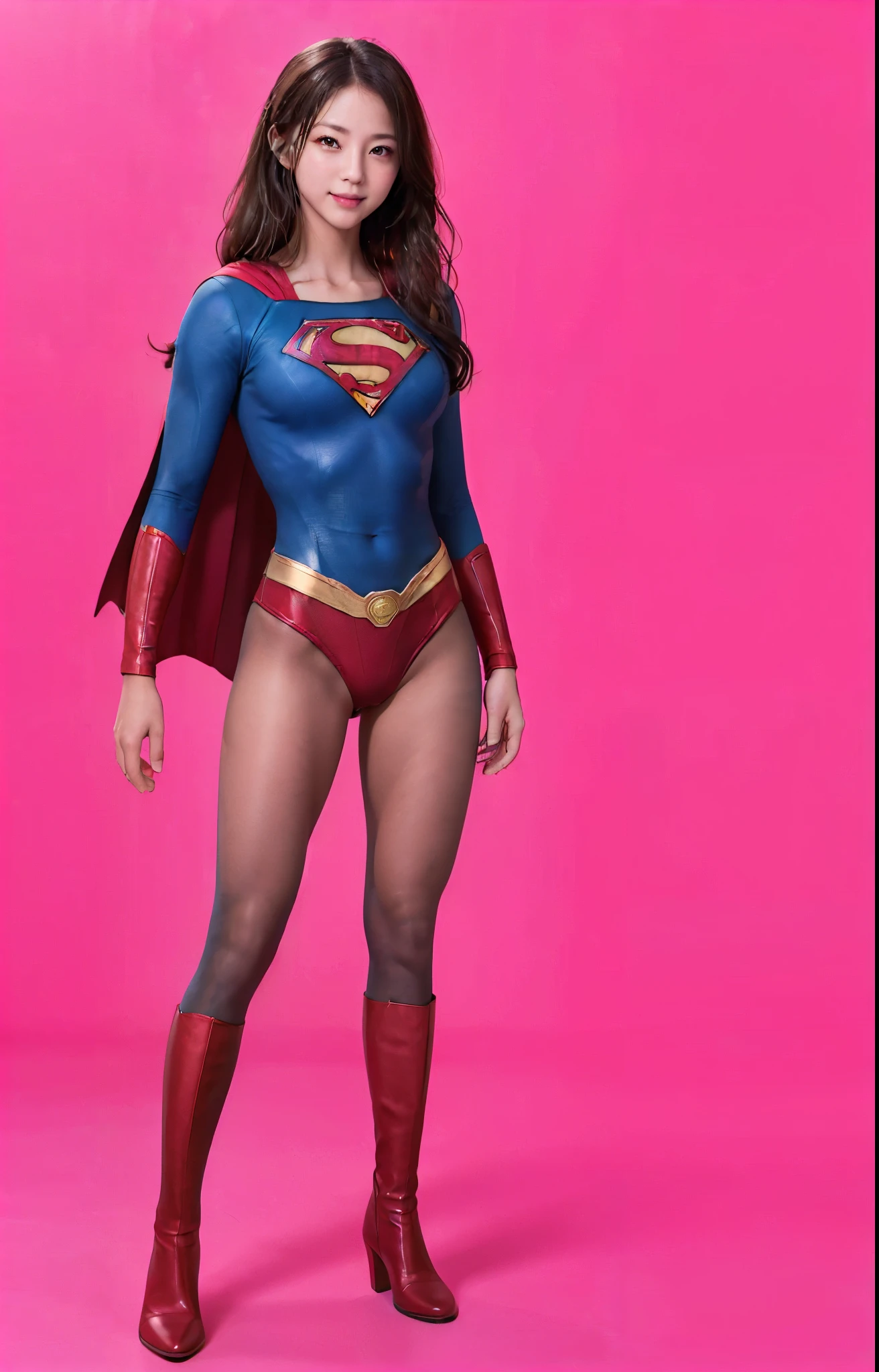 No background、(((Beautiful legs in black tights.)))、(((Legally express the beauty of your smile)))、((((Make the most of your original images)))、(((体にぴったりフィットするSupergirl Costume)))、(((Supergirl Costume)))、(((Beautiful twin tail hairstyle)))、(((She is winking cutely.)))、(((Please wear black tights....、Wear red boots)))、((Best image quality、8k))、((highest quality、8k、masterpiece:1.3))、(((Preserve background )))、Sharp focus:1.2、Beautiful woman with perfect figure:1.4、Slim Abs:1.2、Wet body:1.5、Highly detailed face and skin texture、8k