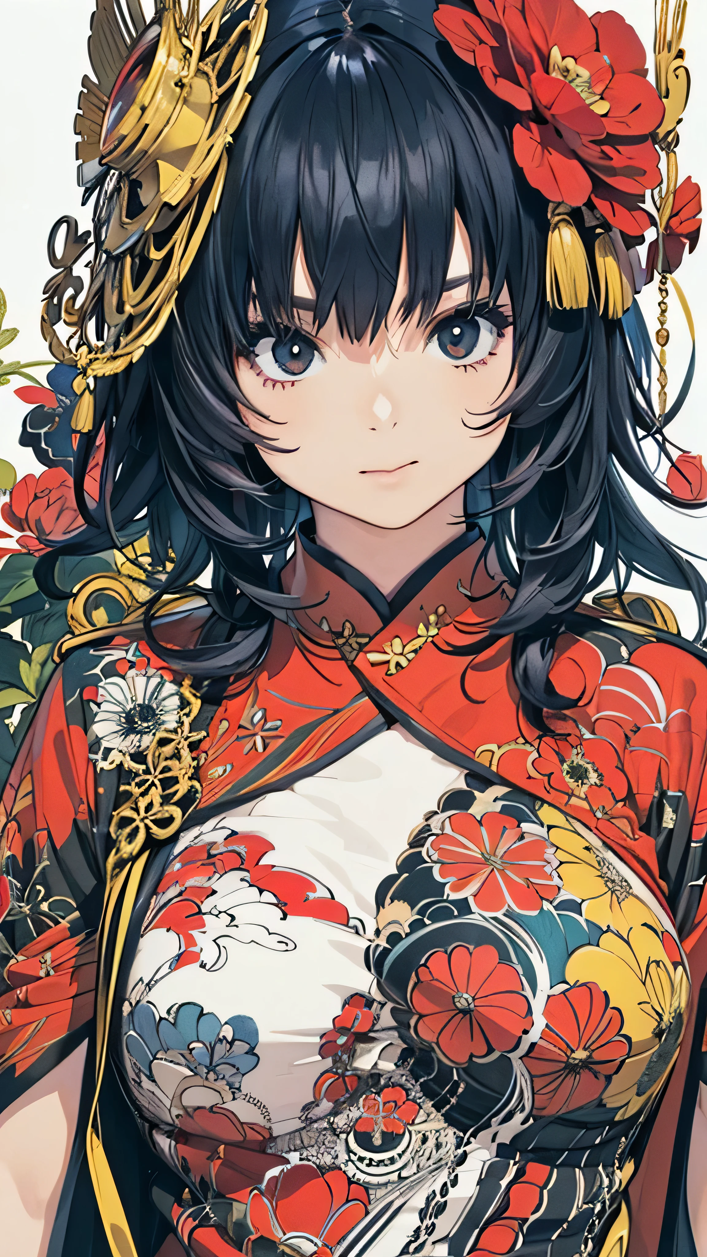 Official Art, wallpaper, Very detailed, (((Very detailedな目と顔))), shut up., masterpiece, highest quality, Realistic portraits, (ZenTangle, Mandala, Tangle, EnTangle), Complex clothing, Very detailed, Dynamic Angle, The most beautiful form of chaos, elegant, Brutalist Design, Vibrant colors, Romantic Chinese Flowers