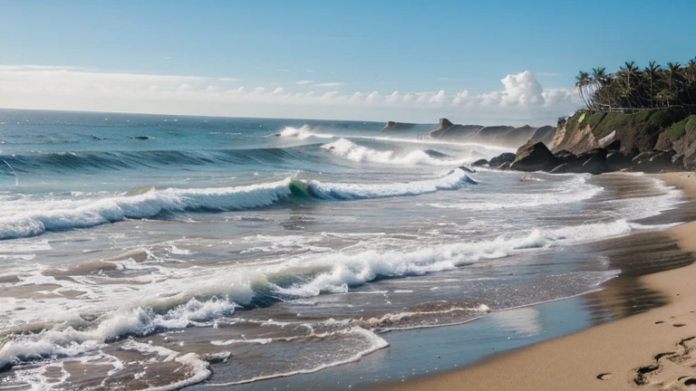 ocean shore beach sun surf sand