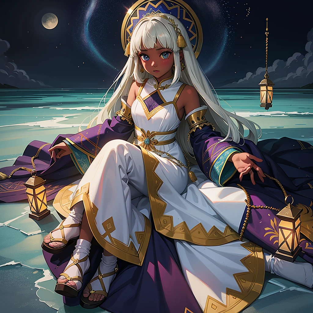 Highest quality、high quality、10 years old、Brightly embroidered ethnic costumes from Central Asia and the Caspian Sea region、Girl of the bride、Moonlit Grassland、moonlight、Long dress