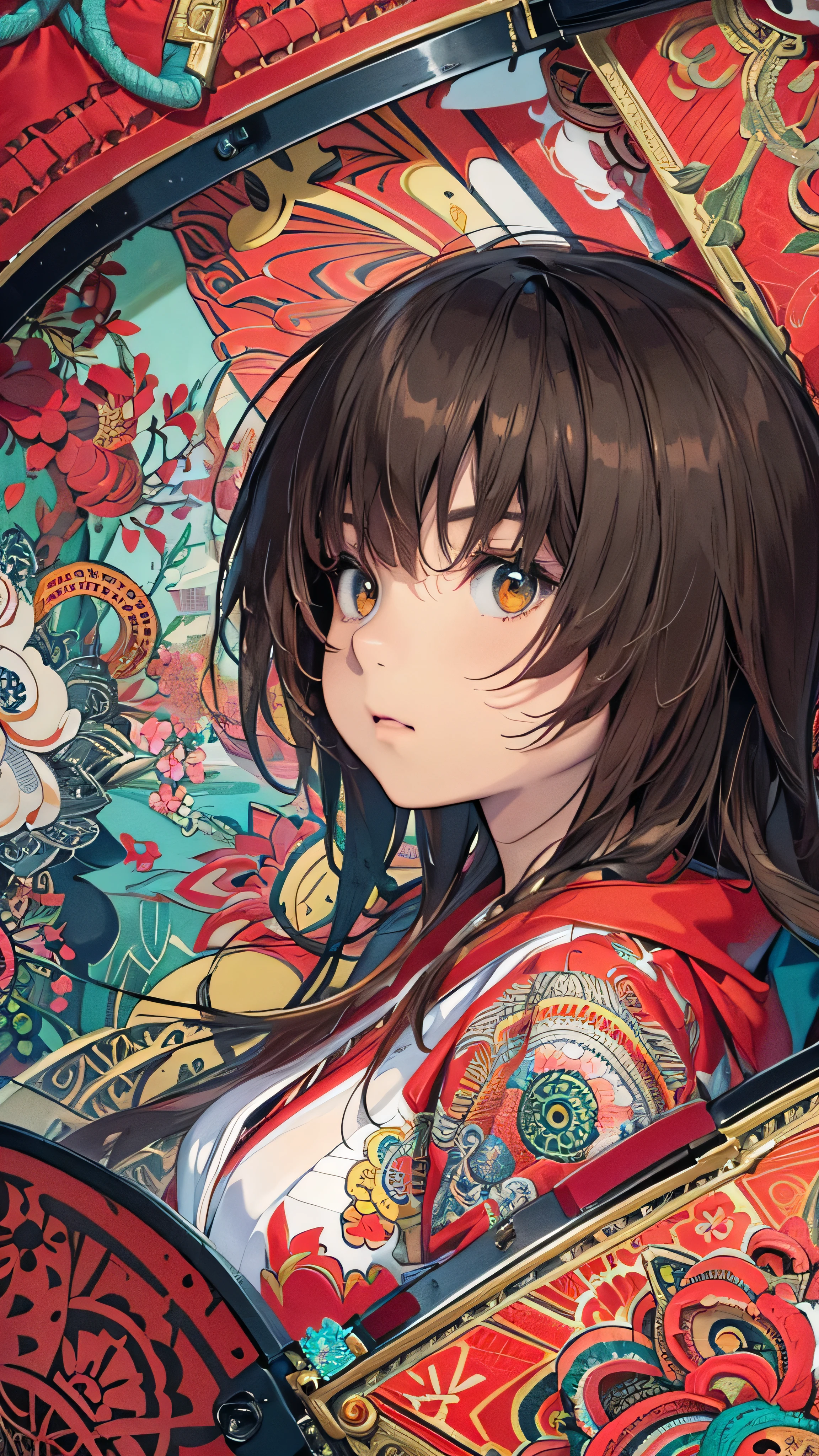 Official Art, wallpaper, Very detailed, (((Very detailedな目と顔))), shut up., masterpiece, highest quality, Realistic portraits, (ZenTangle, Mandala, Tangle, EnTangle), Complex clothing, Very detailed, Dynamic Angle, The most beautiful form of chaos, elegant, Brutalist Design, Vibrant colors, Romantic Chinese Flowers