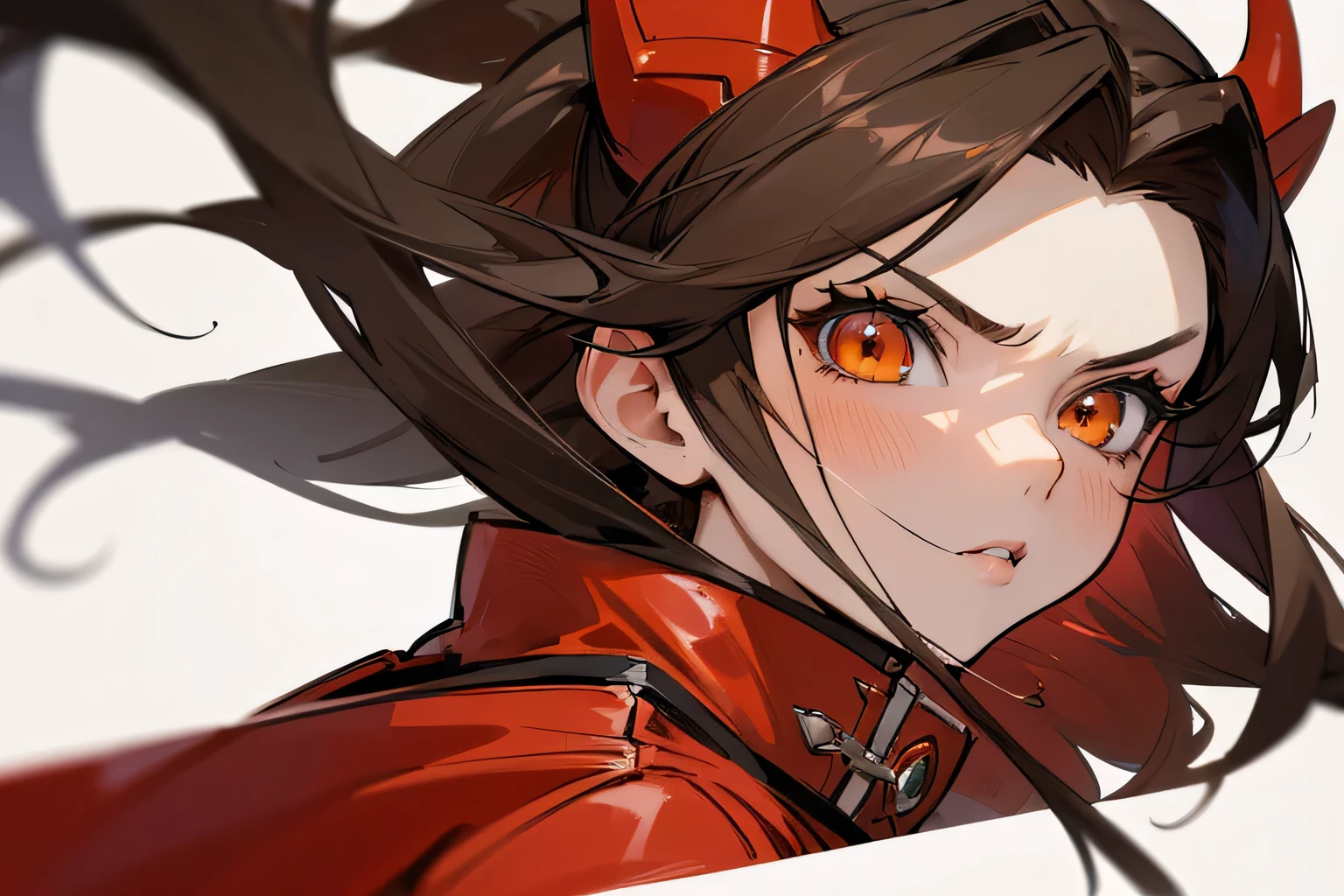 anime girl with horns and a red jacket, extremely detailed artgerm, artgerm. high detail, artgerm detailed, ig model | artgerm, detailed digital anime art, realistic anime artstyle, artgerm portrait, rin tohsaka, style artgerm, artgerm. anime illustration, artgerm on artstation pixiv