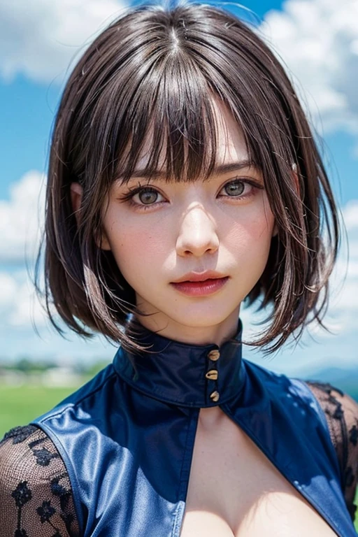 (software:1.8、masterpiece, highest quality),1 girl, alone, hyper Realistic, Realistic,Realistic, Looking at the audience, Light brown eye:1.4,Brunette Short Bob Hair with highly detailed shiny hair, Beautiful dark blue designer dress:1.8, Lepangas:1.4), Mouth closed, Upper Body、big chest eye、eyelash、{Huge|big chest|Hugeな|Mega} whole :2, Chest cleavage:2、(((Add highlights to the eye:1.4、big chest eye、Short Bob Hair、Glowing Skin:1.4、Looking at the audience、She is very 美しい and cute、Show me your ears、Beautiful long neck:1.8、smile、Close your mouth and smile、Bangs and beautiful teeth)))、Ideal body type、((A background of blue sky with very beautiful clouds:2、Beautiful view of clear blue sky and floating clouds:2、Very beautiful deep blue sky background:2))、Beautiful long neck:1.6、(({Huge|big|Huge|Mega} chest, Chest cleavage:2))、(((Beautiful Bangs:2、Portraiture:2、Face close-up:2、Face close-up:2)))、Perfect Anatomy、(SFW:1.8、masterpiece, highest quality),photorealistic realism, 32k, quality, (Very absurd quality, Very detailed, Super Resolution, Crisp and sharp focus, Not blurry, Realistic brown_eye), ((Perfect darkness_eyehadows:1.45)), (Very detailed, Beautiful little nose:1.2), (Perfect composition), (Upper Bodyショット), (Her Face close-up), Beautiful cheekbones, double eyelid, Digital SLR, highest qualityのソフト照明,(1 girl, alone, hyper Realistic, Realistic,Realistic, Looking at the audience, Bright blue-green eye:1.4,Brunette Short Bob Hair with highly detailed shiny hair, Very delicate and beautiful brightly colored clothing:1.4, Lepangas:1.4), Mouth closed, Upper Body、big chest eye、eyelash、{Huge|big chest|Hugeな|Mega} whole :2, Chest cleavage:2、(((Beautiful and cute bangs:2、Jet Black Hair:2、Add highlights to the eye:1.4、big chest eye、Short Bob Hair、Glowing Skin:1.4、Looking at the audience、She is very 美しい and cute、Show me your ears、Beautiful long neck、smile、Please close your mouth and laugh、Bangs and beautiful teeth)))、Ideal body type、((school uniform、uniform, blazer、School teacher、Background in front of the school gate、Beautiful cherry blossom tree backgr