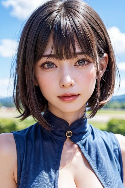 (software:1.8、masterpiece, highest quality),1 girl, alone, hyper Realistic, Realistic,Realistic, Looking at the audience, Light brown eye:1.4,Brunette Short Bob Hair with highly detailed shiny hair, Beautiful dark blue designer dress:1.8, Lepangas:1.4), Mouth closed, Upper Body、big chest eye、eyelash、{Huge|big chest|Hugeな|Mega} whole :2, Chest cleavage:2、(((Add highlights to the eye:1.4、big chest eye、Short Bob Hair、Glowing Skin:1.4、Looking at the audience、She is very 美しい and cute、Show me your ears、Beautiful long neck:1.8、smile、Close your mouth and smile、Bangs and beautiful teeth)))、Ideal body type、((A background of blue sky with very beautiful clouds:2、Beautiful view of clear blue sky and floating clouds:2、Very beautiful deep blue sky background:2))、Beautiful long neck:1.6、(({Huge|big|Huge|Mega} chest, Chest cleavage:2))、(((Beautiful Bangs:2、Portraiture:2、Face close-up:2、Face close-up:2)))、Perfect Anatomy、(SFW:1.8、masterpiece, highest quality),photorealistic realism, 32k, quality, (Very absurd quality, Very detailed, Super Resolution, Crisp and sharp focus, Not blurry, Realistic brown_eye), ((Perfect darkness_eyehadows:1.45)), (Very detailed, Beautiful little nose:1.2), (Perfect composition), (Upper Bodyショット), (Her Face close-up), Beautiful cheekbones, double eyelid, Digital SLR, highest qualityのソフト照明,(1 girl, alone, hyper Realistic, Realistic,Realistic, Looking at the audience, Bright blue-green eye:1.4,Brunette Short Bob Hair with highly detailed shiny hair, Very delicate and beautiful brightly colored clothing:1.4, Lepangas:1.4), Mouth closed, Upper Body、big chest eye、eyelash、{Huge|big chest|Hugeな|Mega} whole :2, Chest cleavage:2、(((Beautiful and cute bangs:2、Jet Black Hair:2、Add highlights to the eye:1.4、big chest eye、Short Bob Hair、Glowing Skin:1.4、Looking at the audience、She is very 美しい and cute、Show me your ears、Beautiful long neck、smile、Please close your mouth and laugh、Bangs and beautiful teeth)))、Ideal body type、((school uniform、uniform, blazer、School teacher、Background in front of the school gate、Beautiful cherry blossom tree backgr