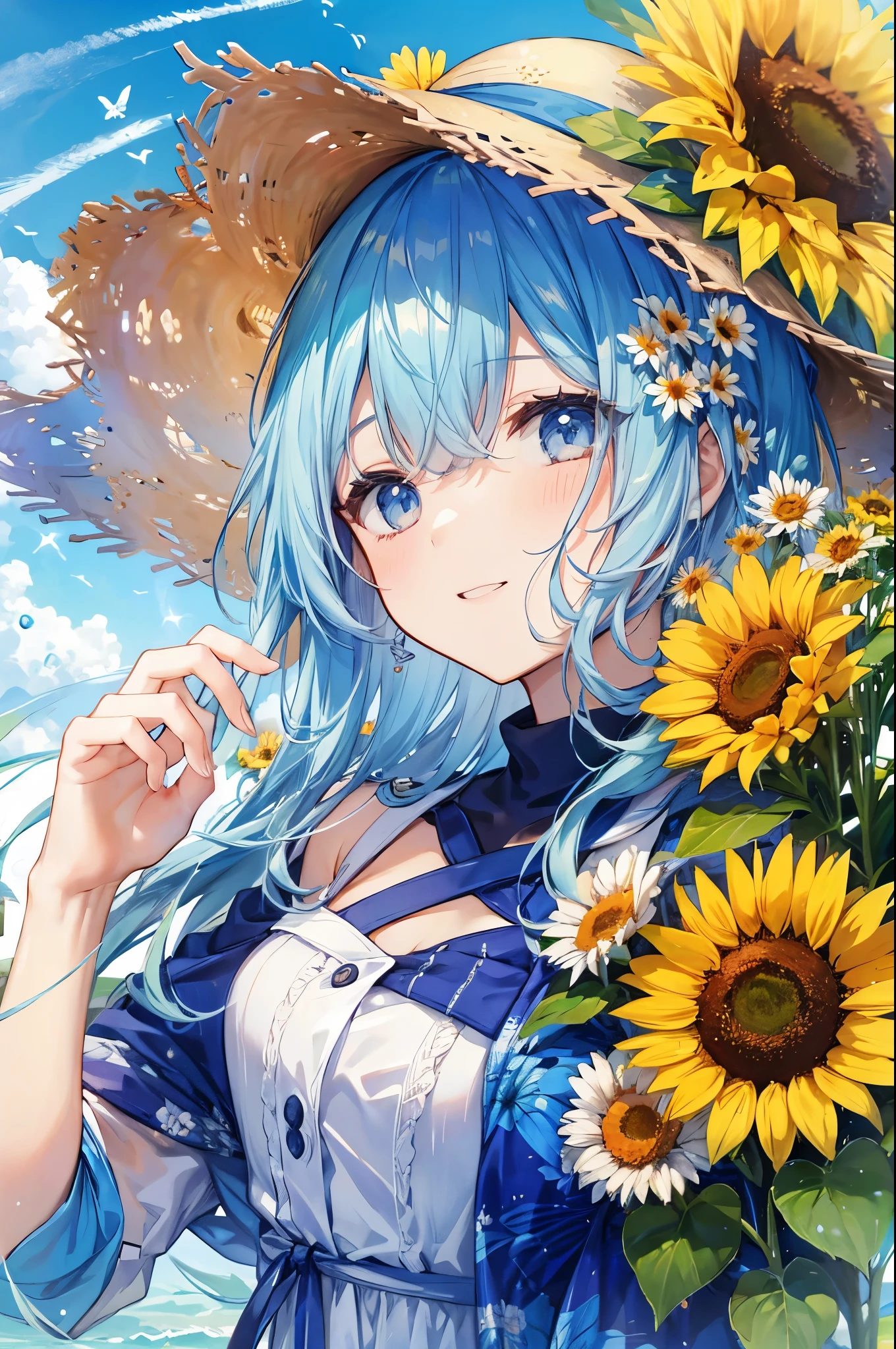 Summer sky、sunflower、Straw hat、Bright smile、Oxytocin、Introduction of One Piece、Please open your mouth wide、Close your eyes、It got brighter, Energetic、