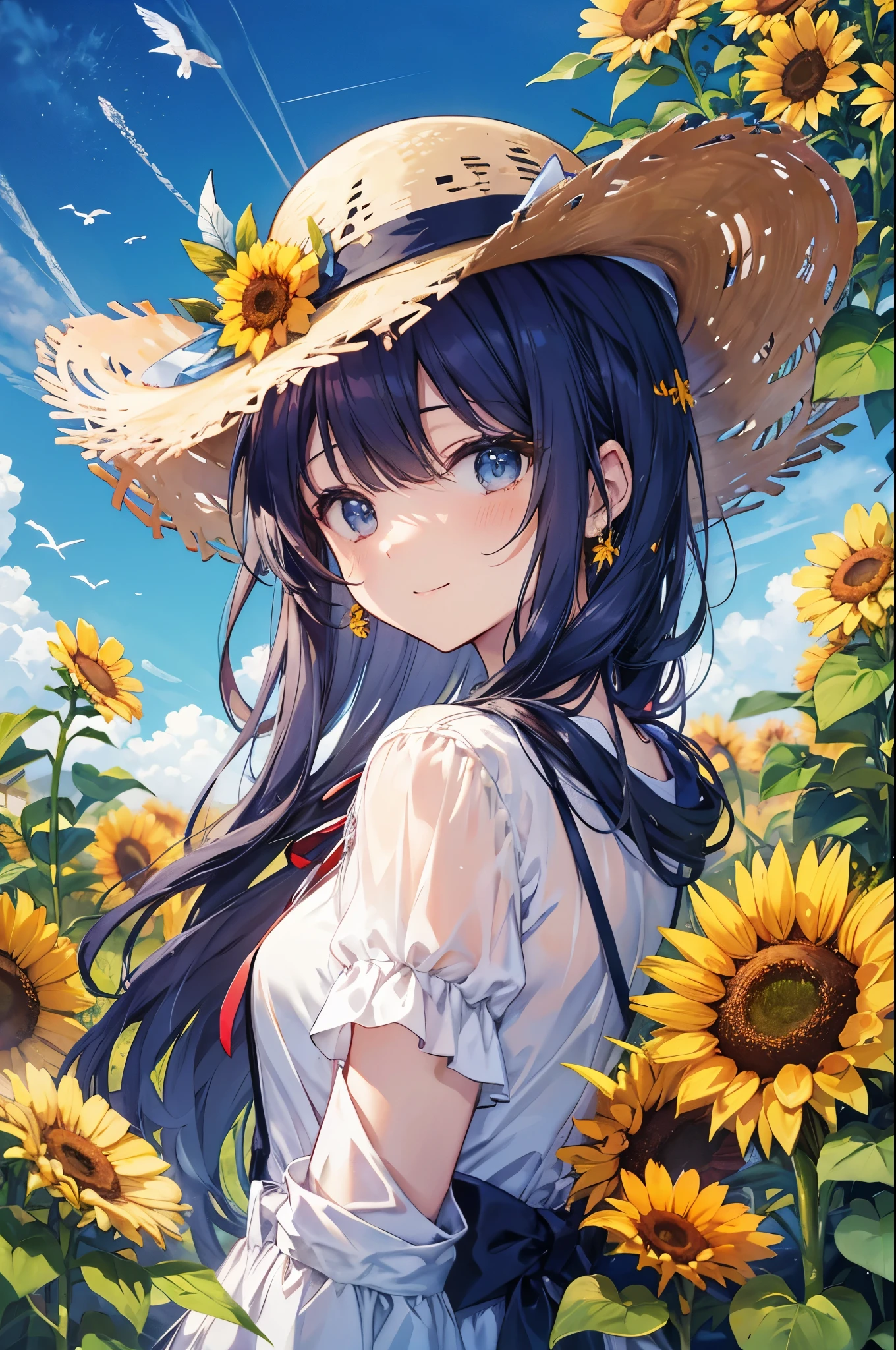 Summer sky、sunflower、Straw hat、Bright smile、Oxytocin、Introduction of One Piece、Please open your mouth wide、Close your eyes、It got brighter, Energetic、